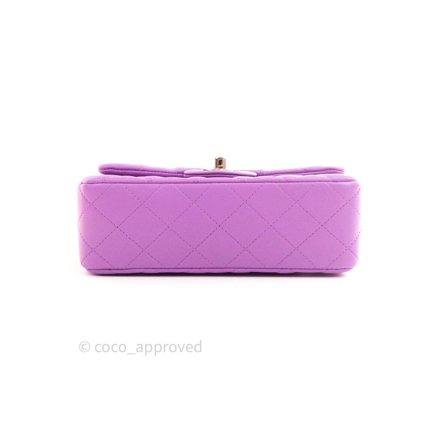 Chanel Quilted Mini Rectangular Flap Purple Lambskin Silver Hardware