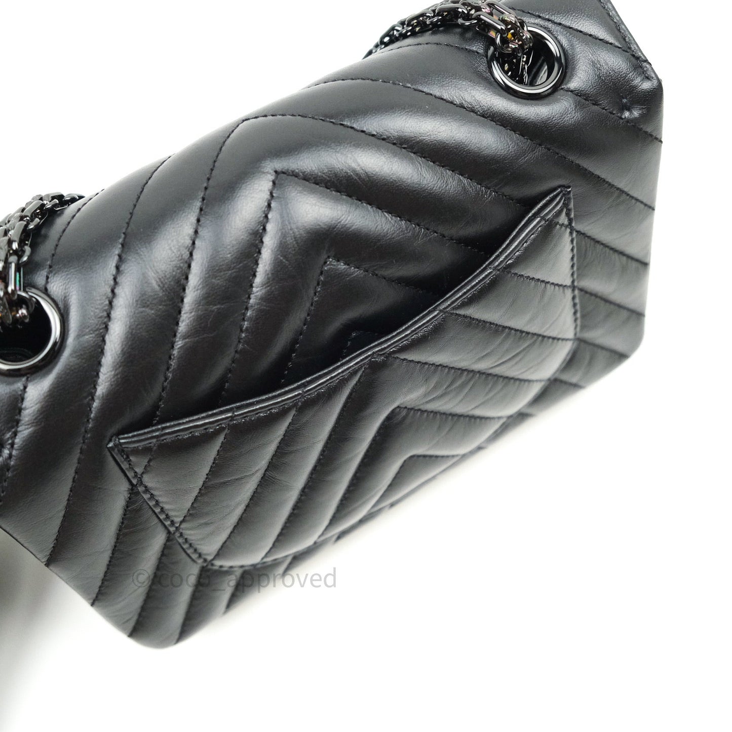 Chanel Mini Reissue 224 So Black Chevron Calfskin Black Hardware