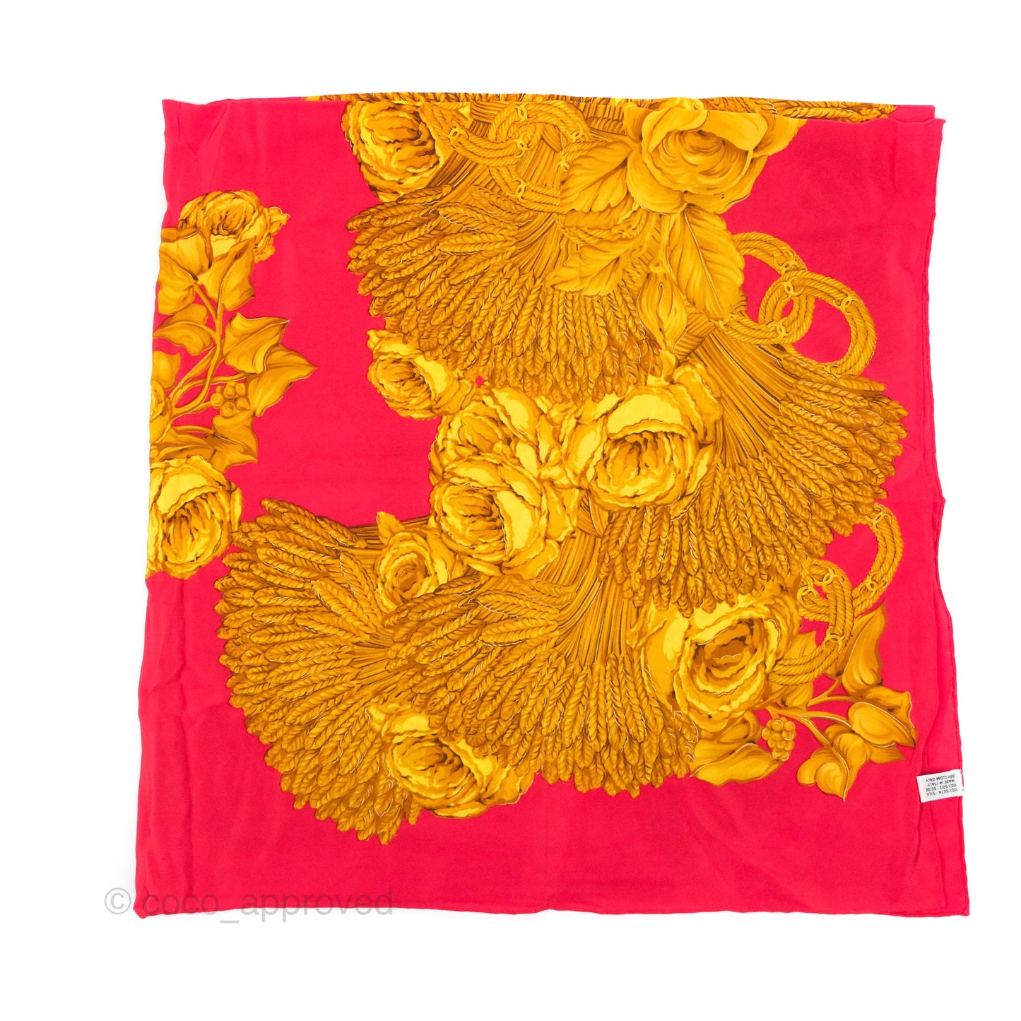 Chanel Floral Print Scarf Red/Gold