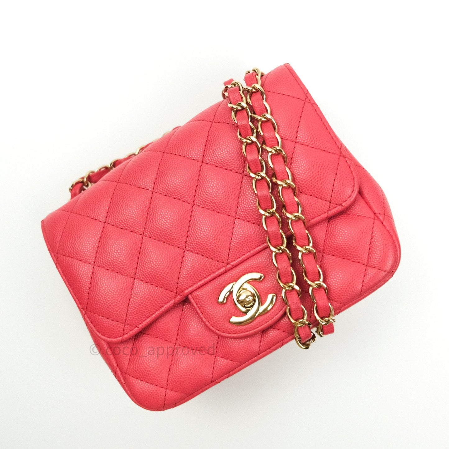 Chanel Mini Square Pink Caviar Gold Hardware 17C