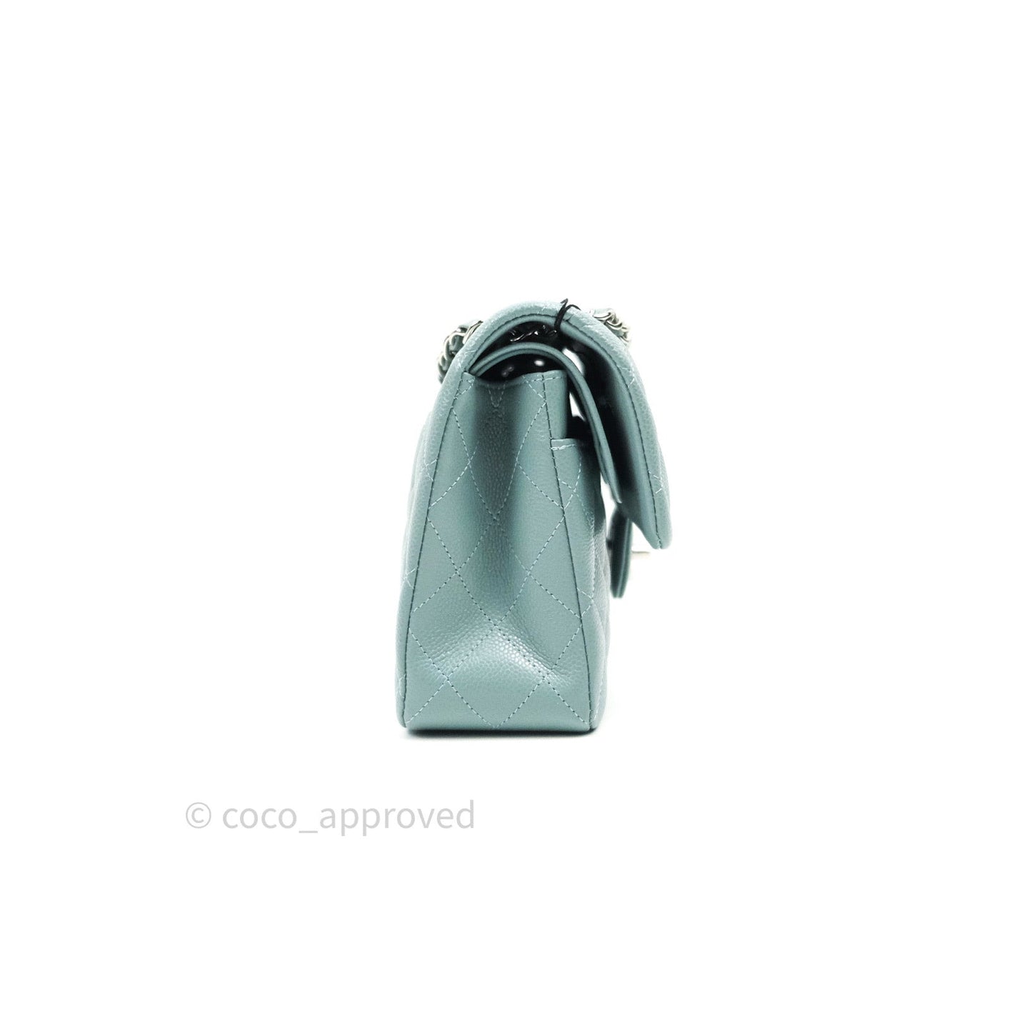 Chanel Classic Small S/M Flap Light Blue Caviar Silver Hardware 20B