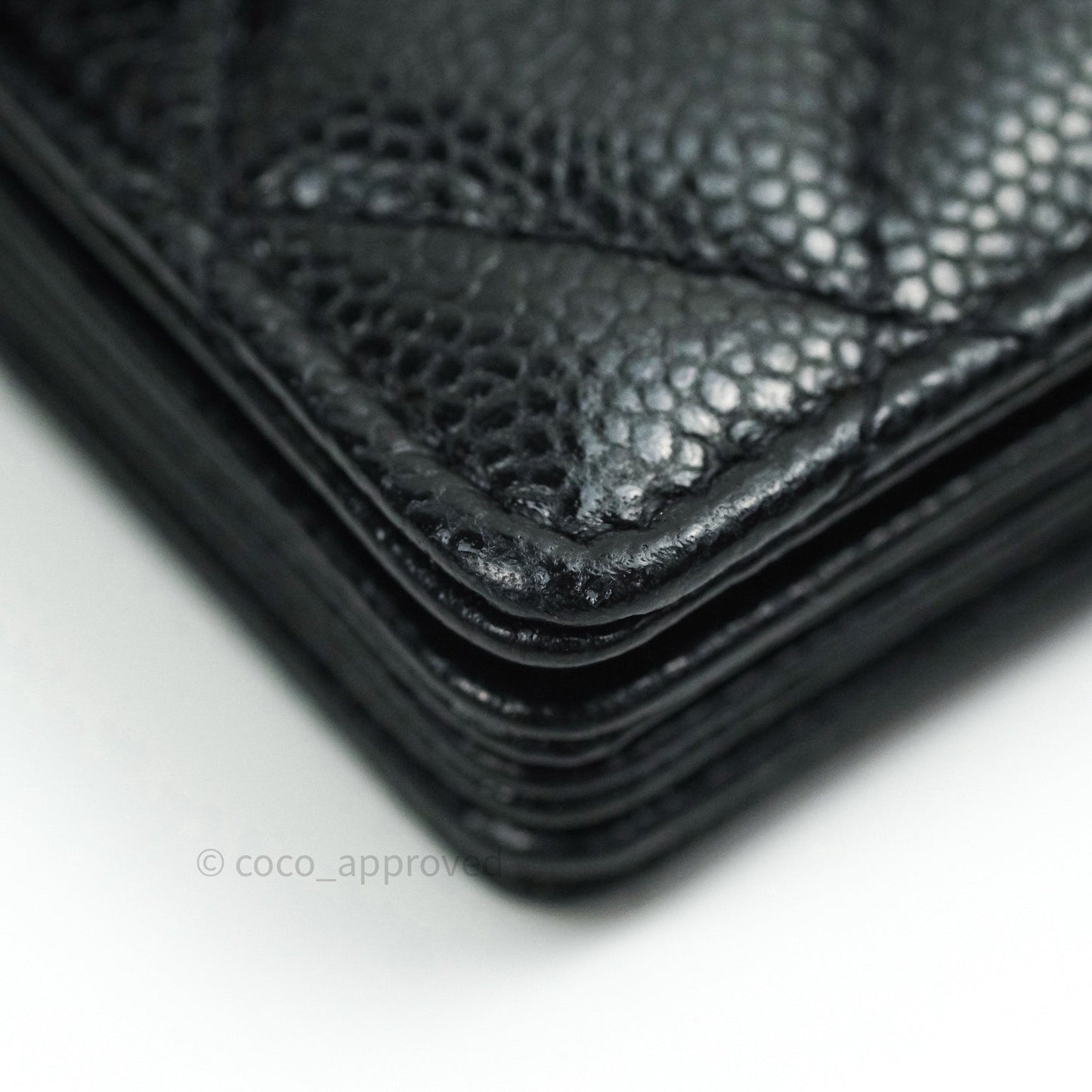 Chanel Mini Wallet With Chain Black Caviar Silver Hardware