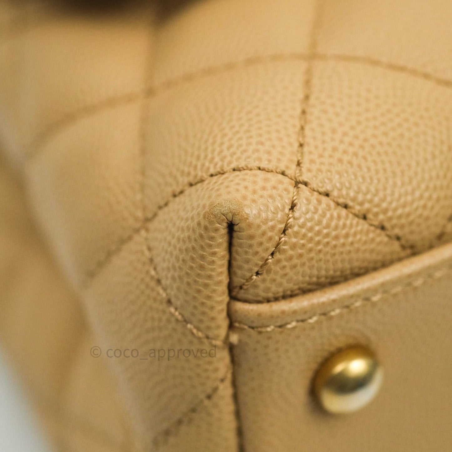 Chanel Mini Coco Handle Quilted Beige Caviar Gold Hardware Lizard Embossed Handle
