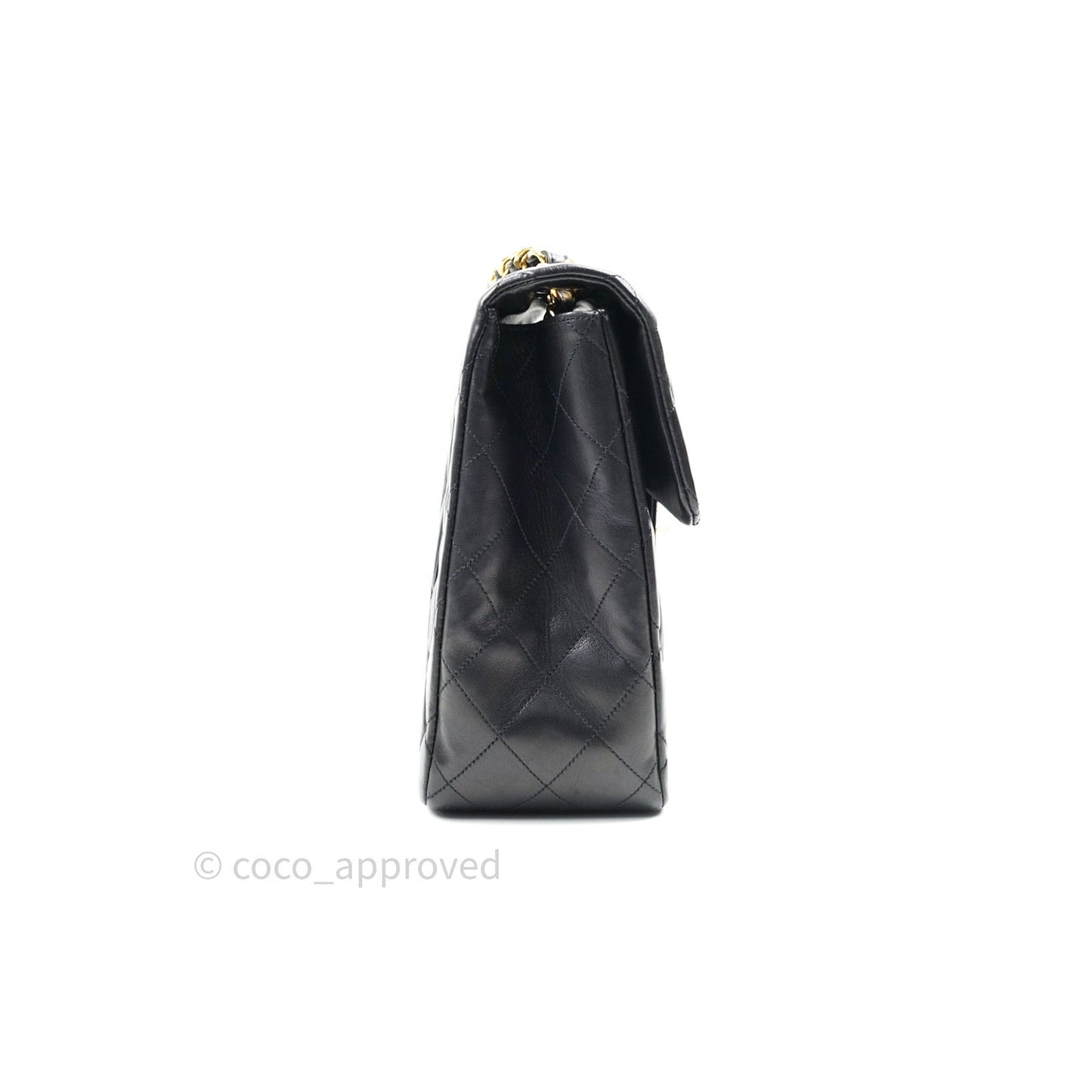 Chanel Vintage XL Jumbo Single Flap Black Lambskin 24K Gold Hardware