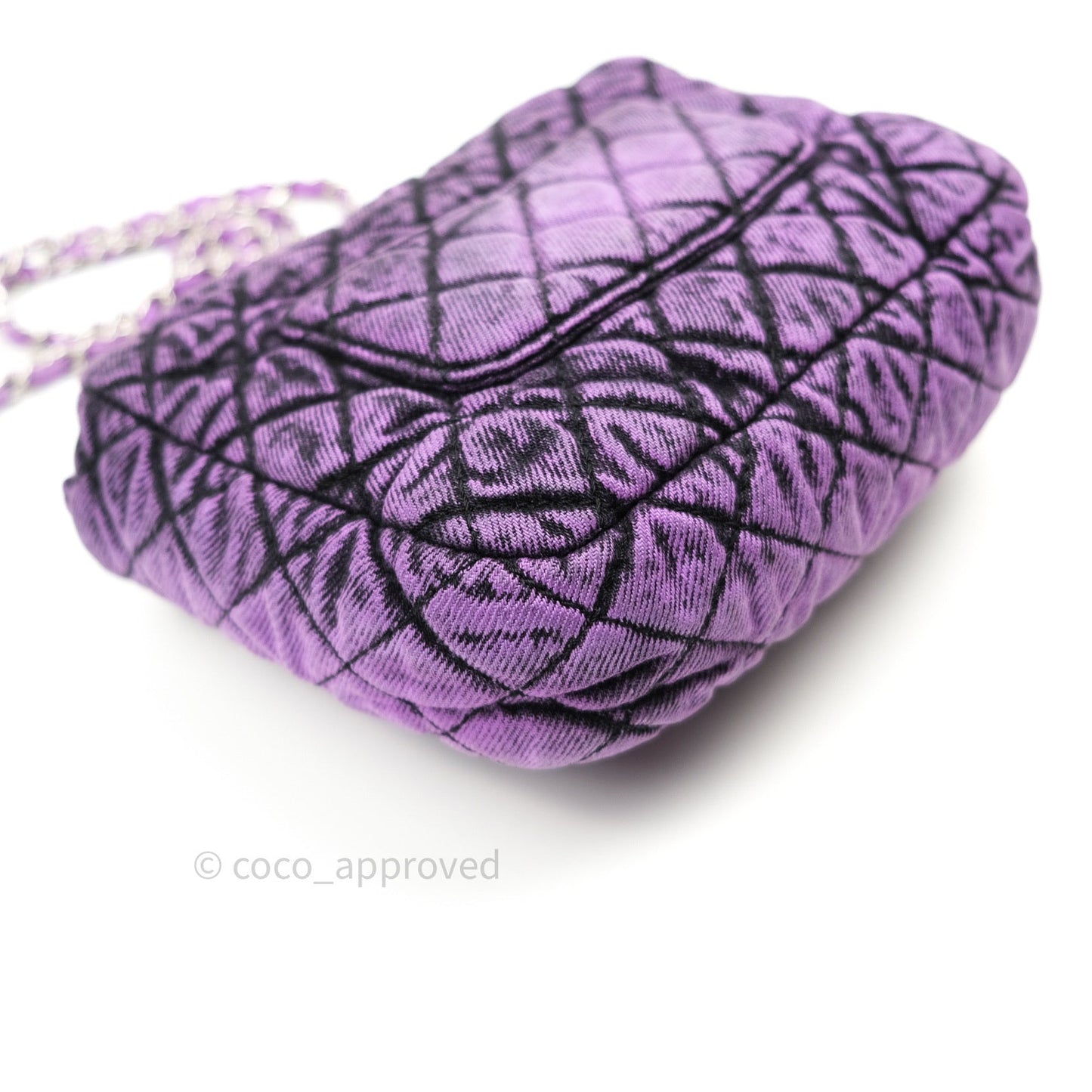 Chanel Denim Quilted Small Flap Purple Black