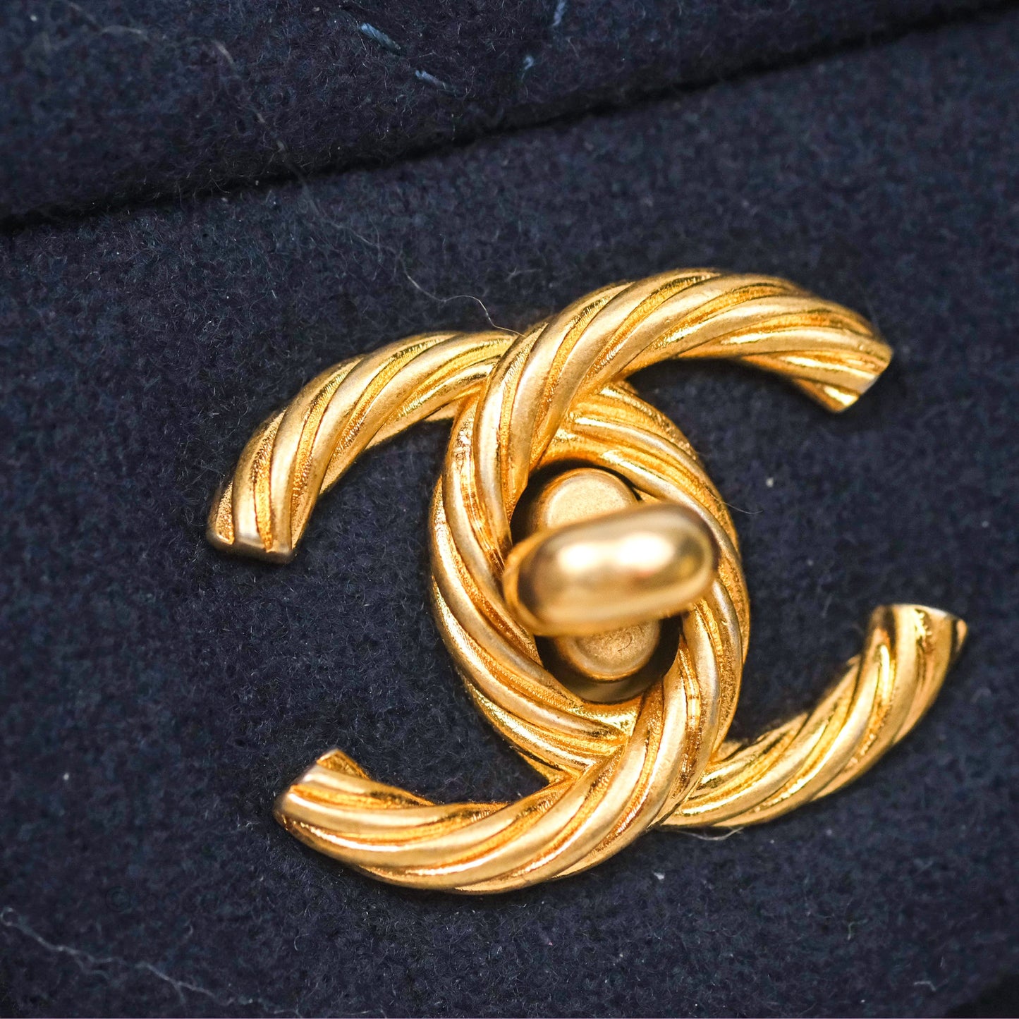 Chanel Paris Hamburg Charms Mini Rectangular Flap Navy Wool Lambskin