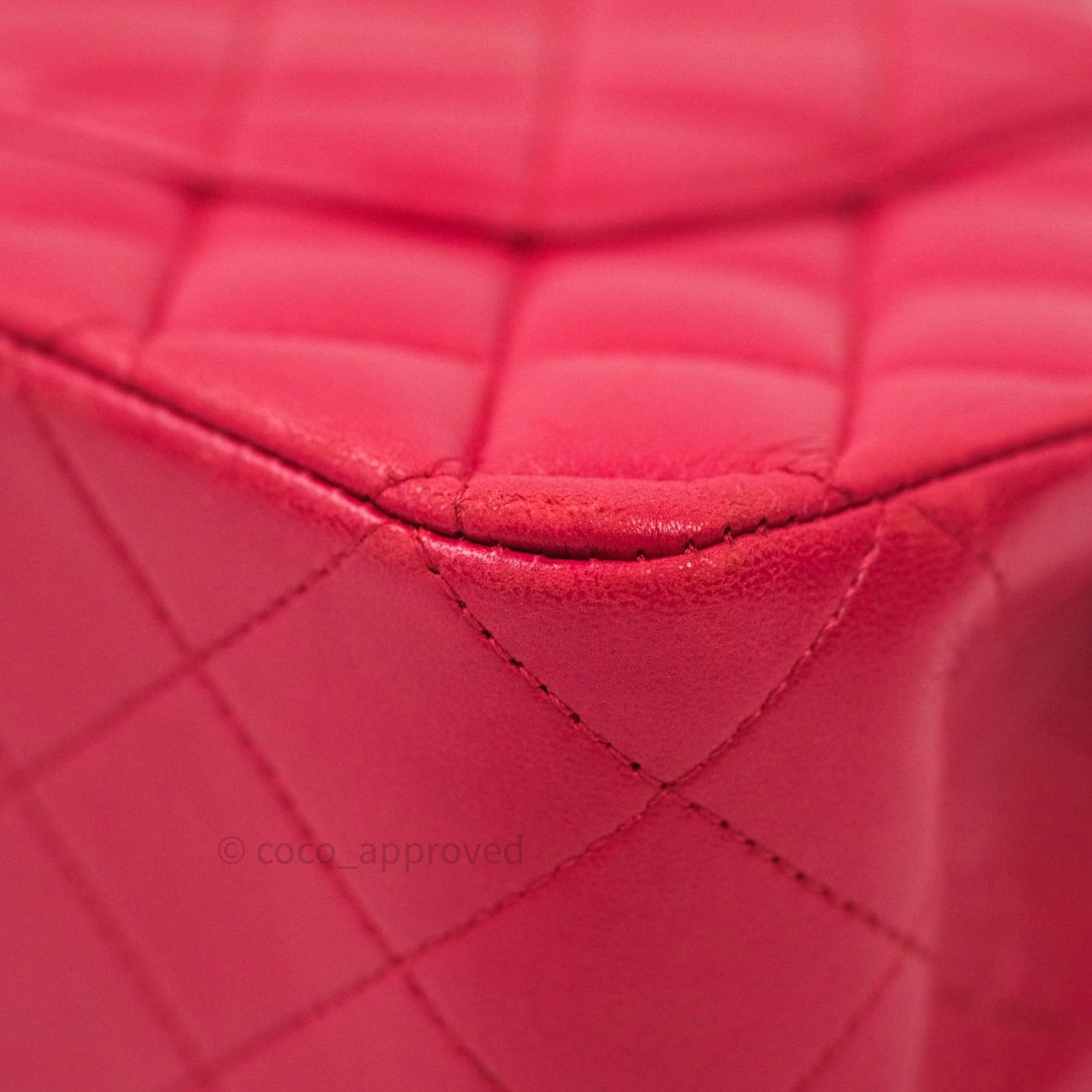Chanel Classic M/L Lambskin Medium Double Flap Red Pink Silver Hardware
