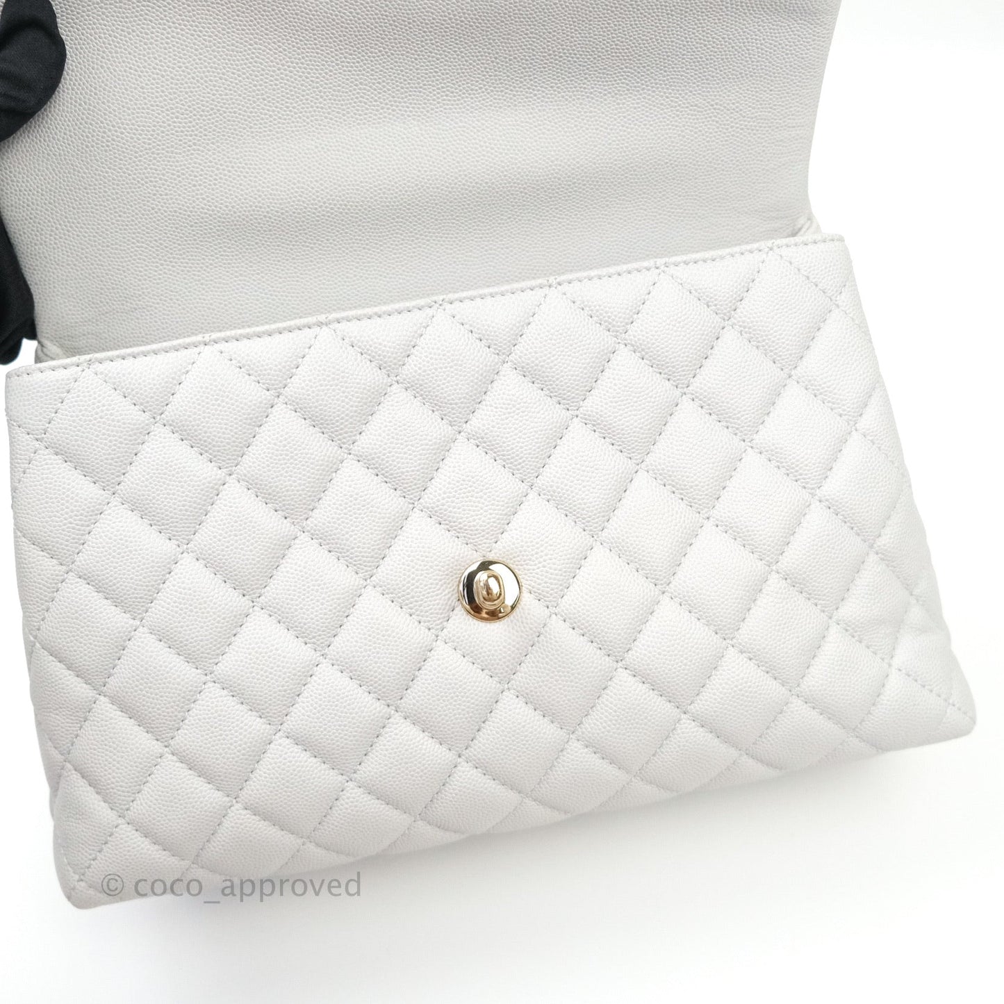 Chanel Small Coco Handle Quilted Light Grey Light Gold Hardware