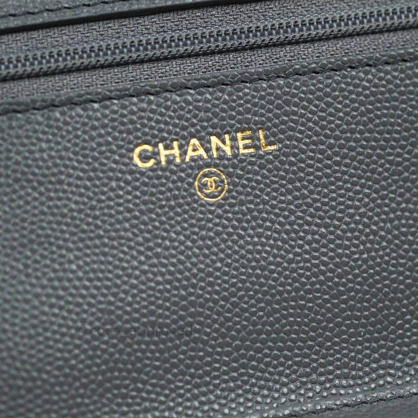 Chanel Quilted Wallet on Chain WOC Grey Caviar Gold Hardware
