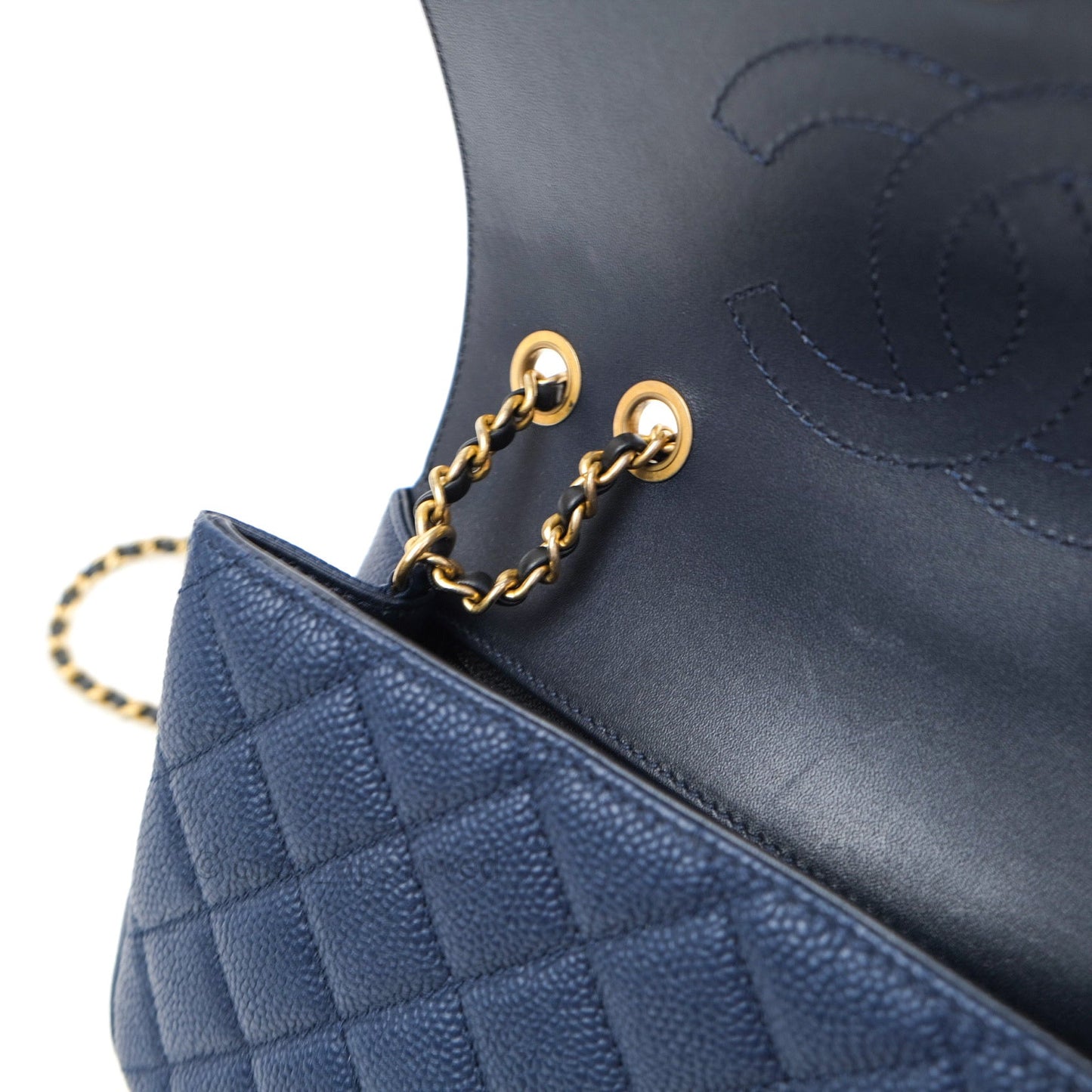 Chanel Caviar Quilted Small CC Filigree Flap Navy Black