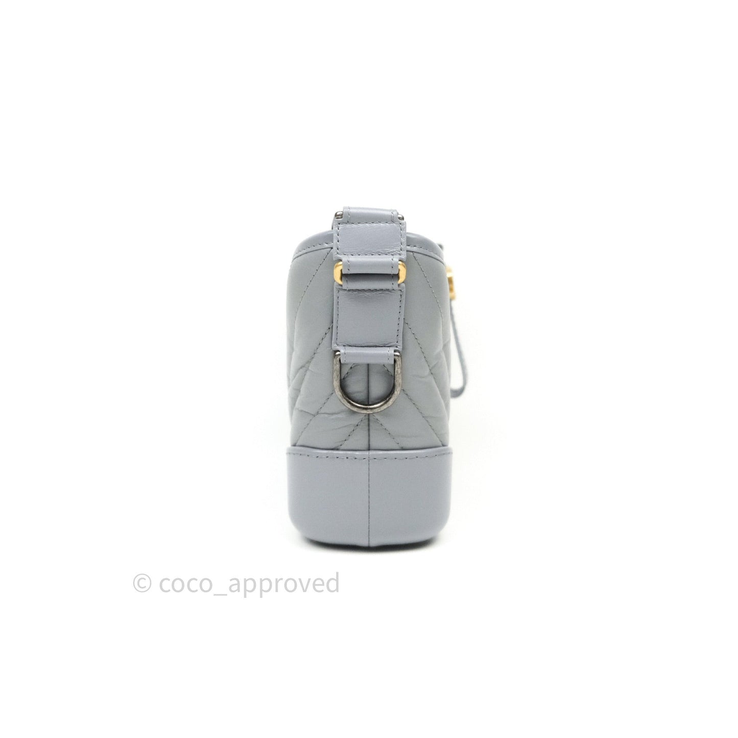 Chanel Calfskin Chevron Small Gabrielle Hobo Grey Mixed Hardware
