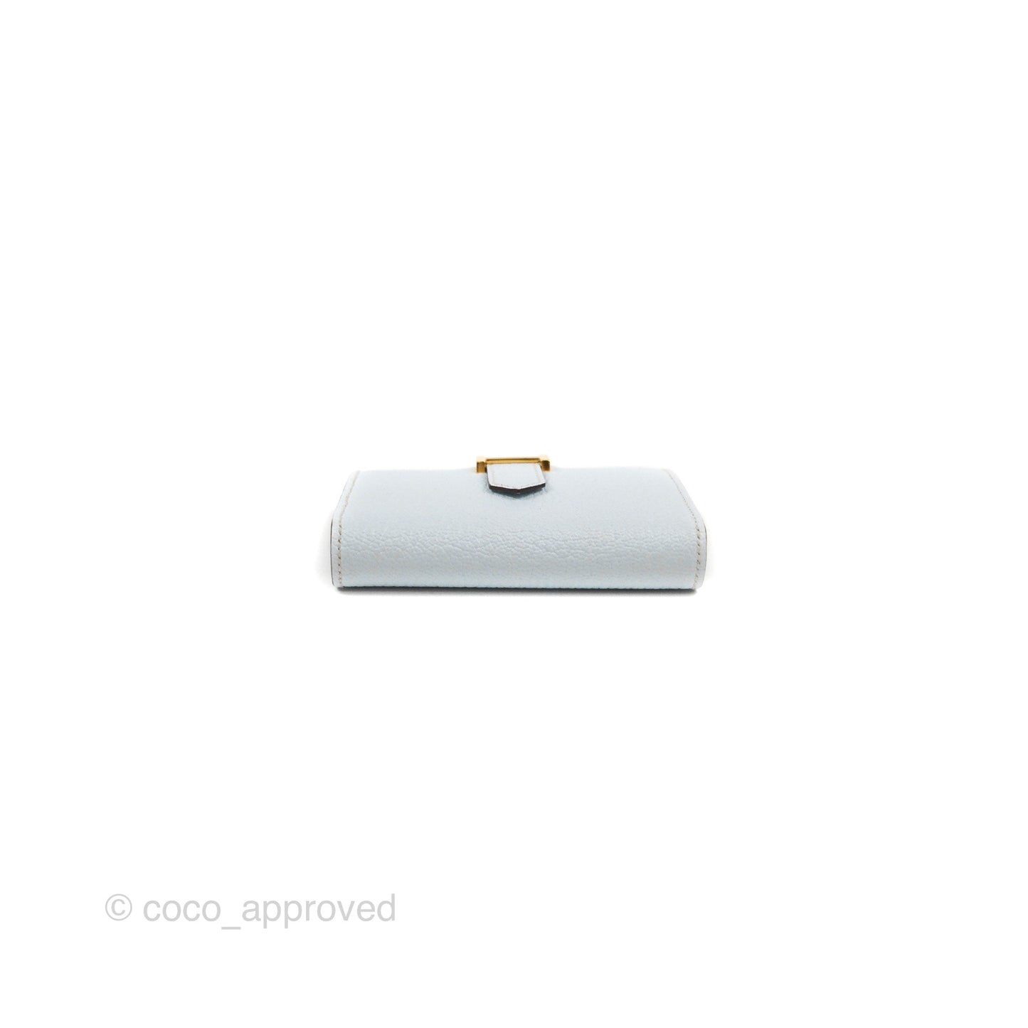 Hermes Bearn Card Holder Chevre Mysore Bleu Brume Gold Hardware