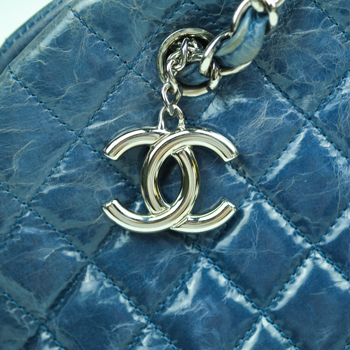 Chanel Mademoiselle Bowling Medium Crumpled Calfskin Leather Silver Hardware