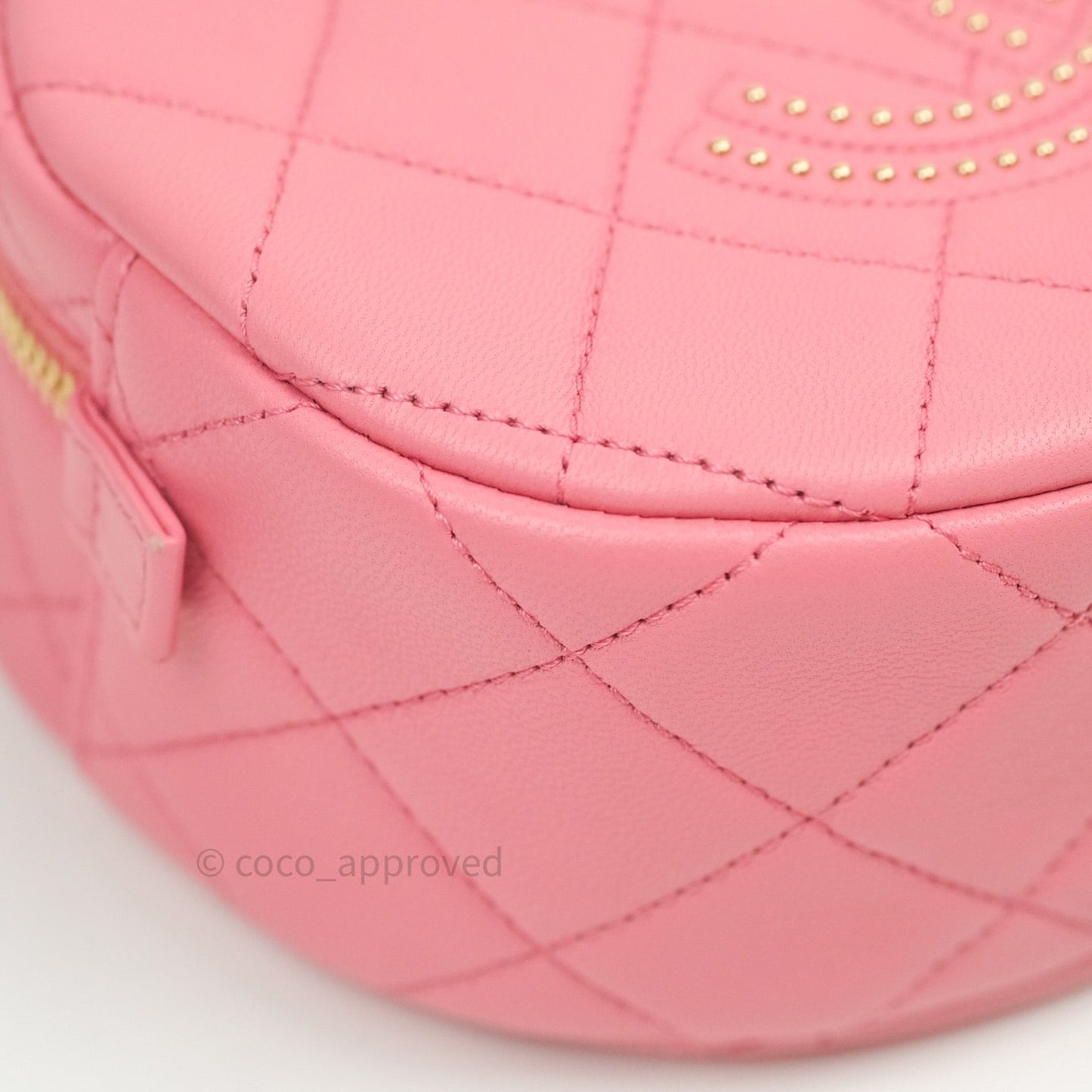 Chane Quilted Camera Pink Lambskin Gold Hardware