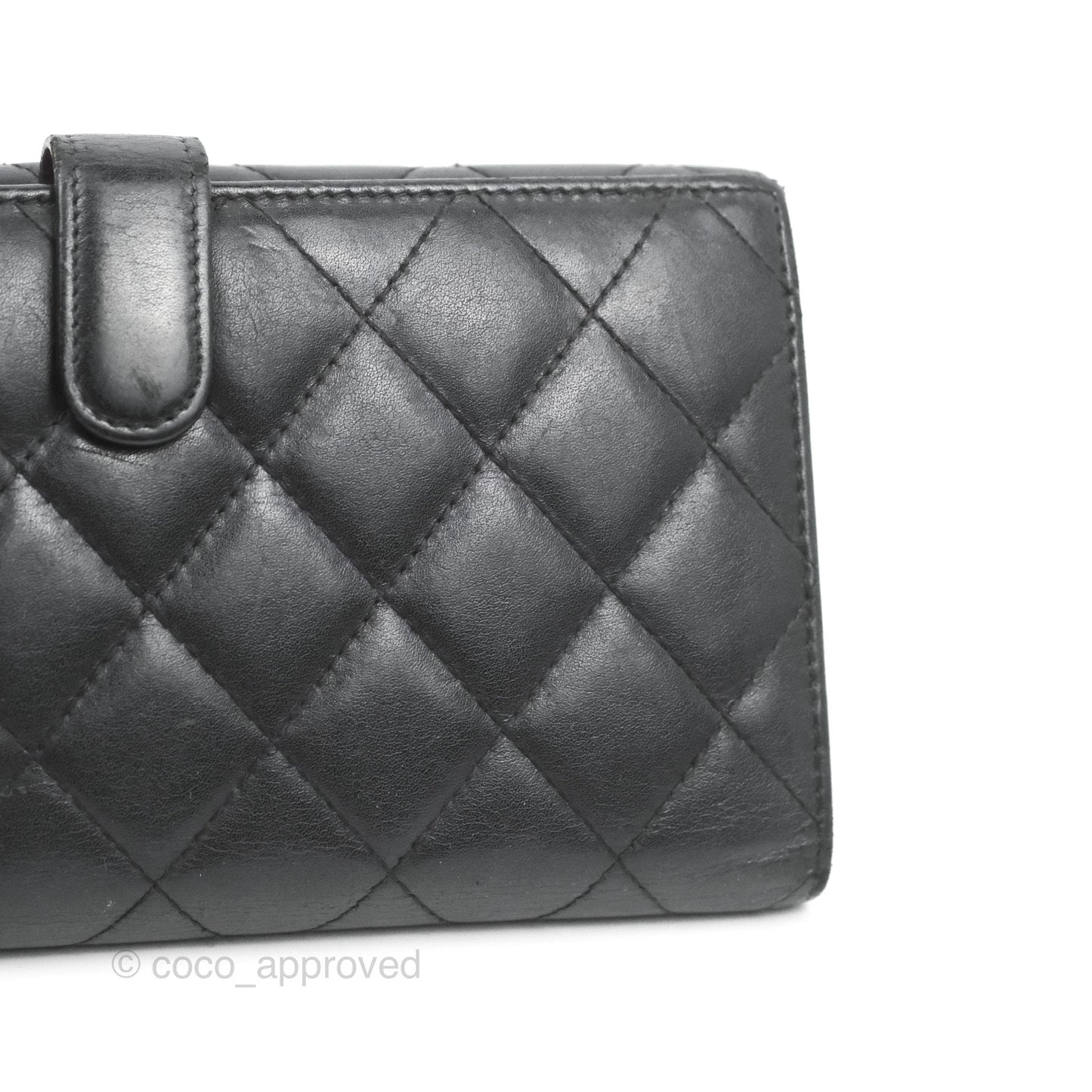 Chanel Quilted Cambon Ligne Flap Wallet Black Lambskin Patent