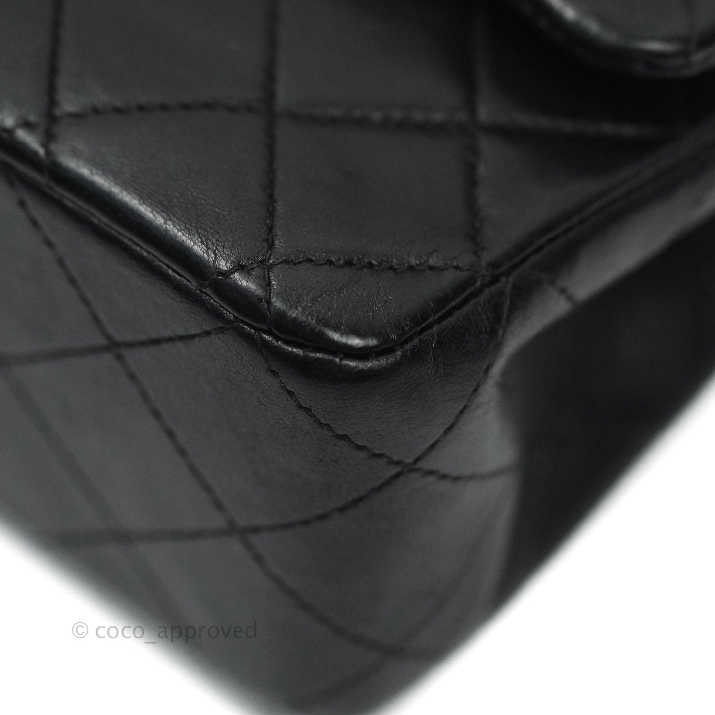Chanel Vintage M/L Lambskin Medium Double Flap Bag Black