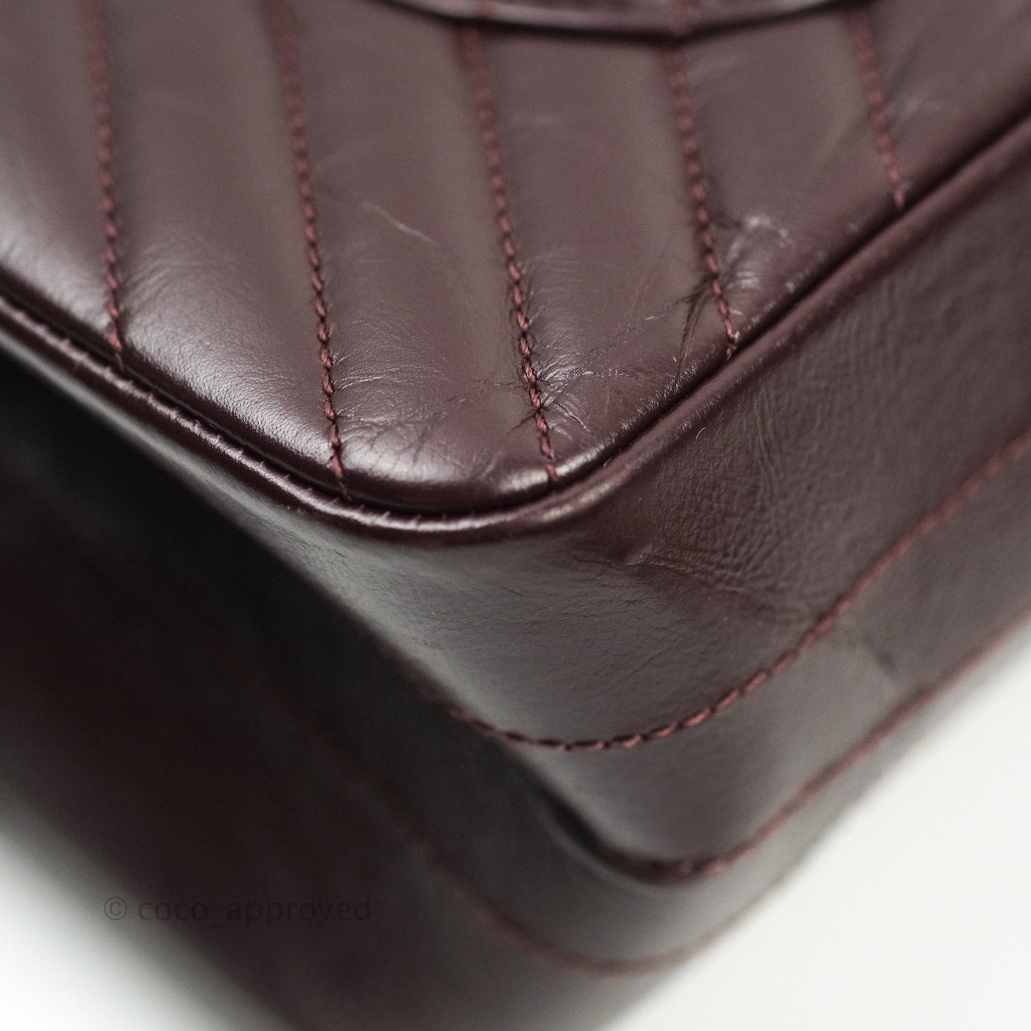 Chanel Reissue Chevron Dark Red Burgundy Aged Calfskin Gold Hardware 226