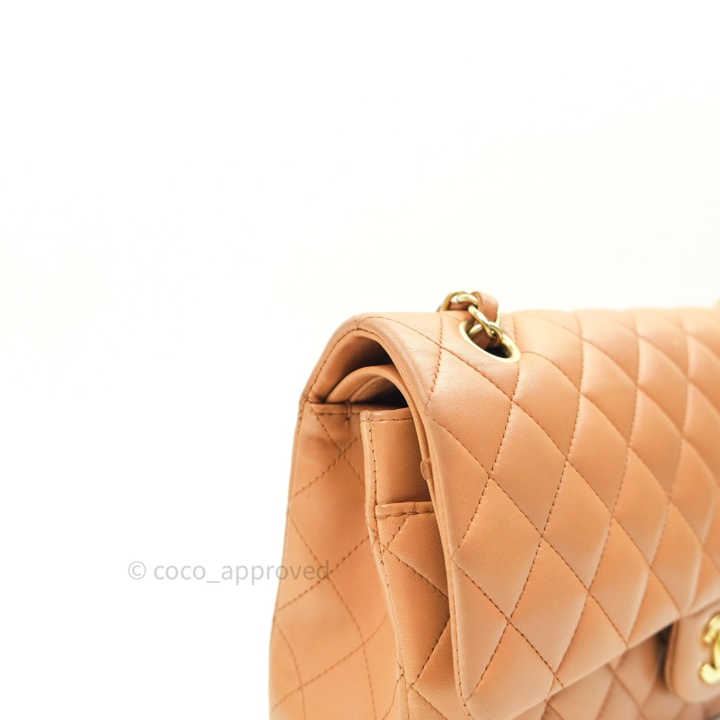 Chanel Classic M/L Beige Lambskin Gold Hardware