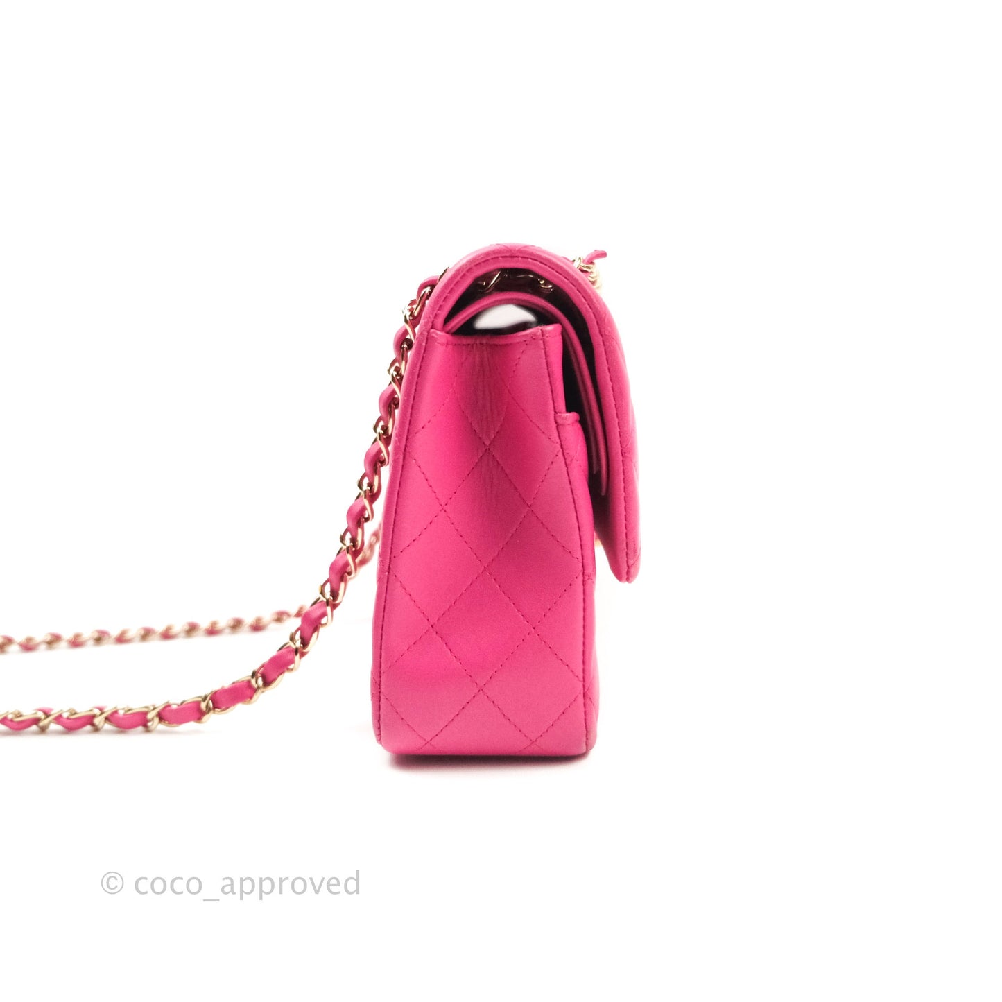 Chanel Classic M/L Medium Double Flap Hot Pink Lambskin Gold Hardware