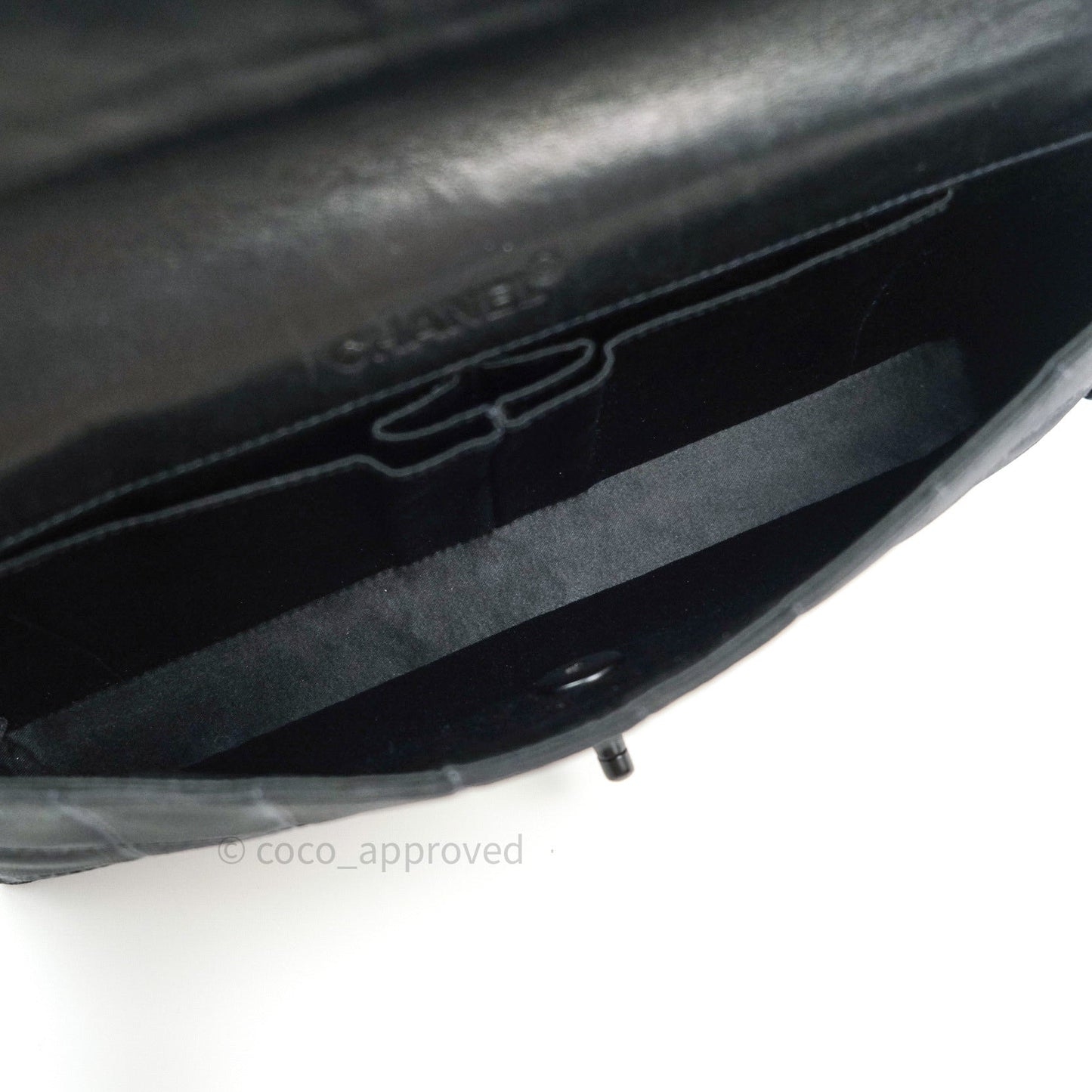Chanel Denim So Black Camellia Clutch With Chain