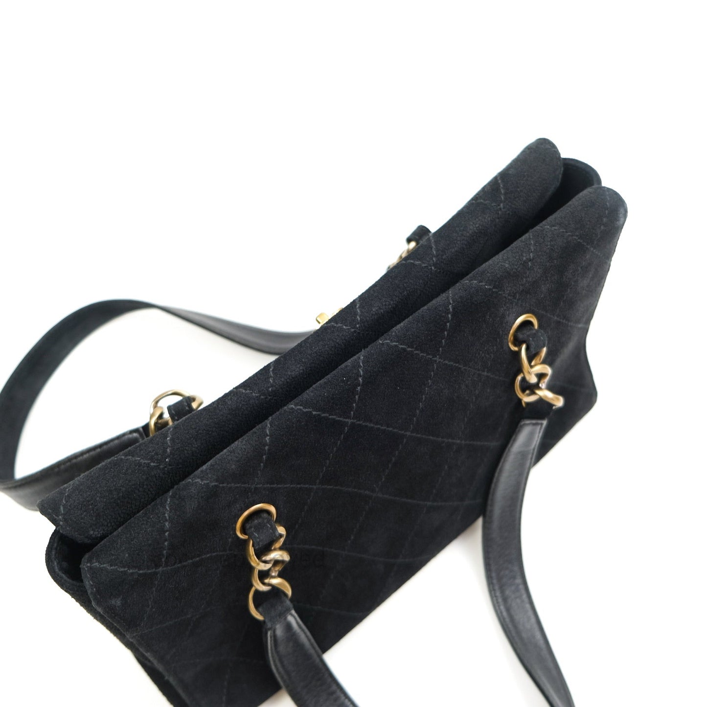 Chanel Vintage Tote Bag Black Gold Hardware