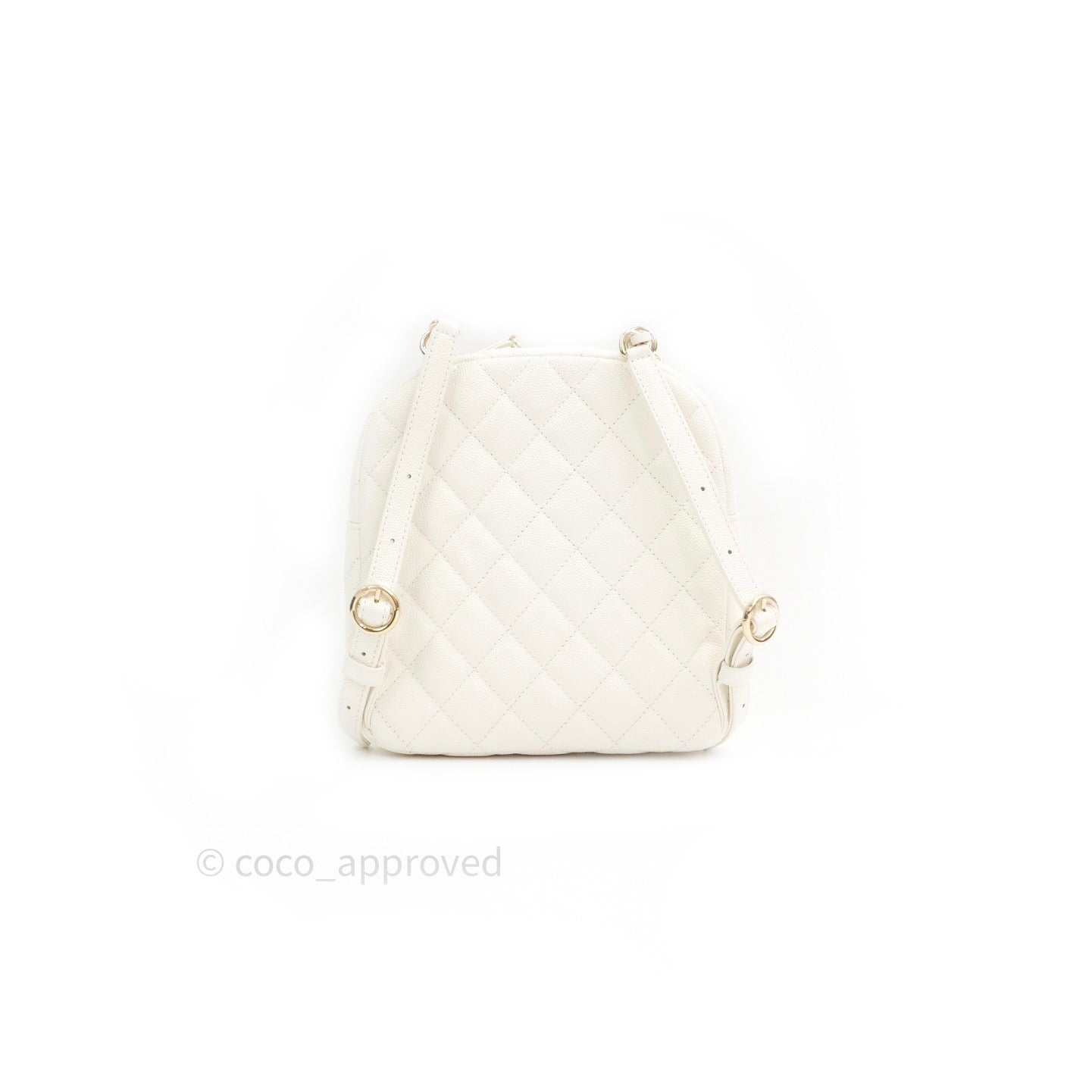 Chanel Quilted Small CC Day Backpack Ivory Caviar Light Gold Hardware