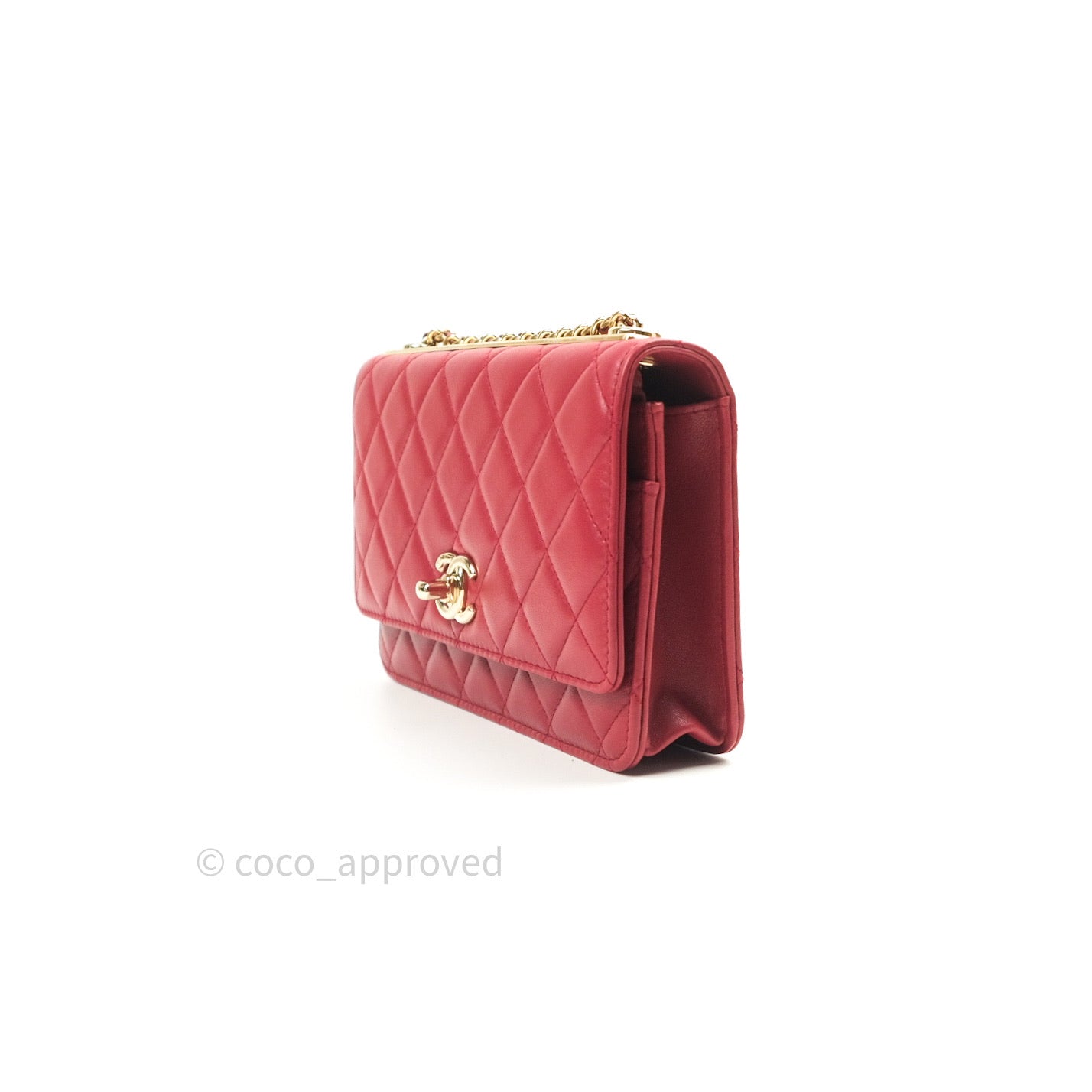 Chanel Trendy CC WOC Wallet on Chain Red Lambskin Gold Hardware