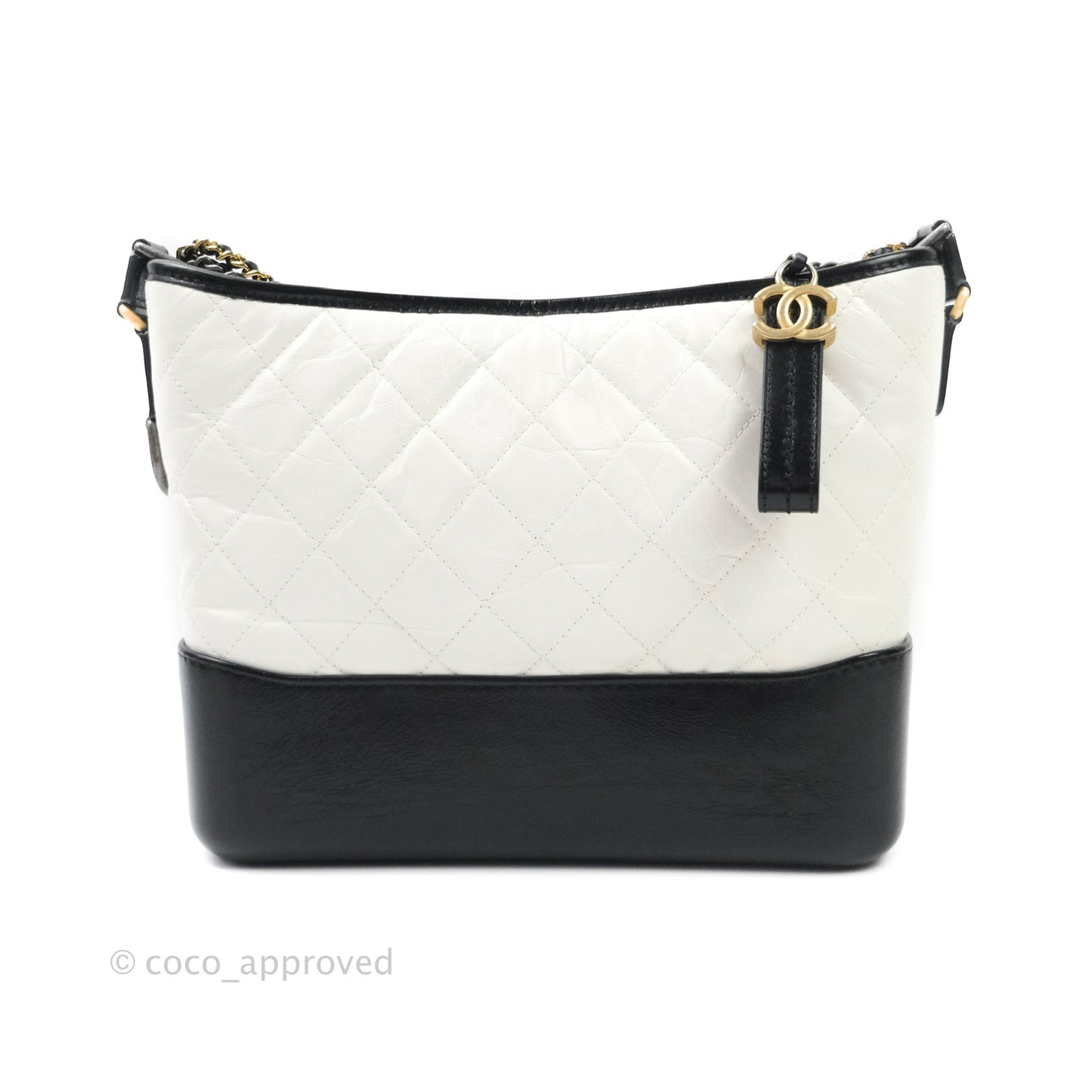 Chanel Medium Gabrielle White Black Aged Calfskin