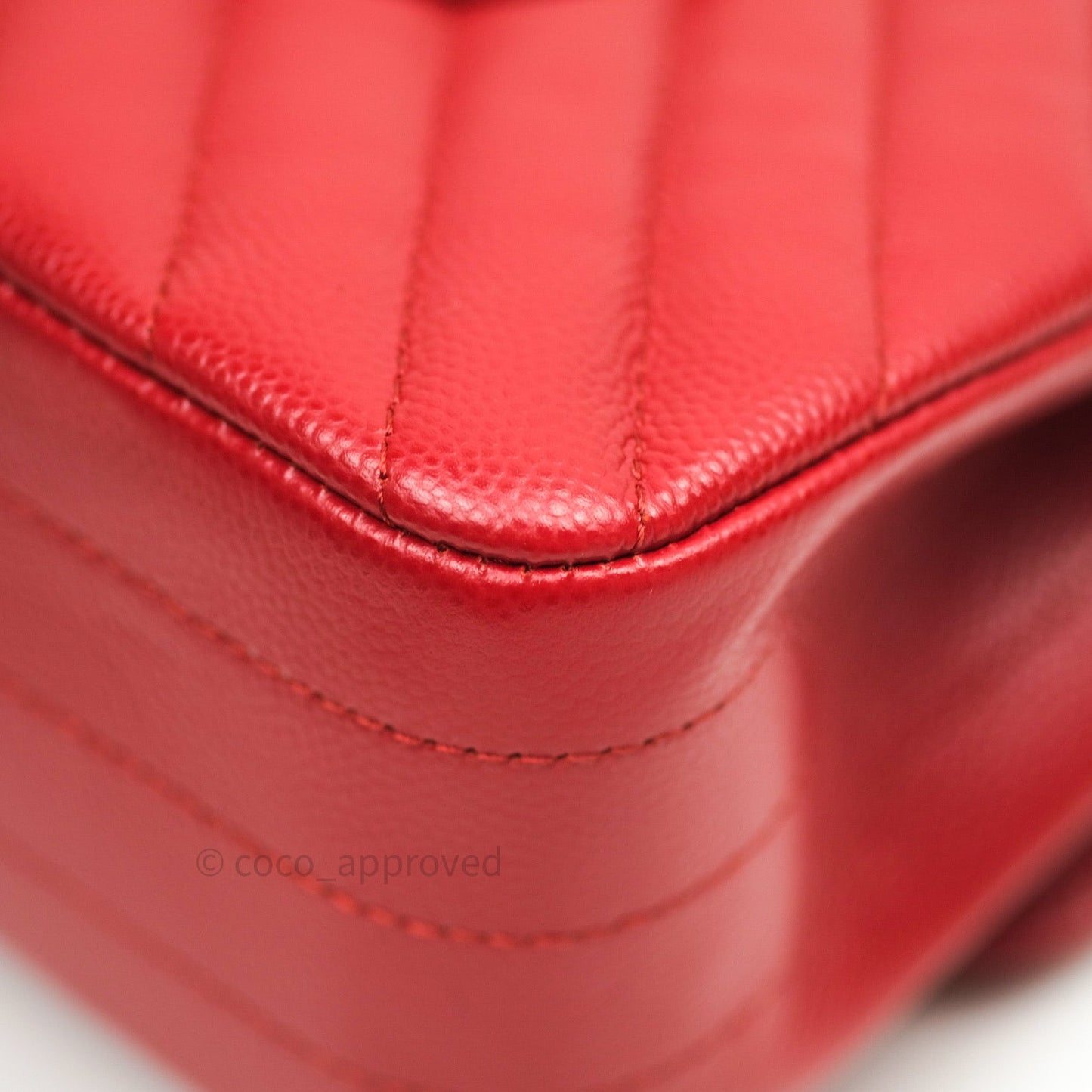 Chanel Quilted M/L Medium Double Flap Red Caviar Silver Hardware 16S