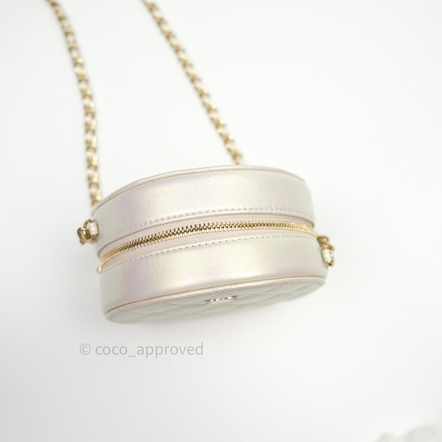 Chanel Round Circle Bag Iridescent Ivory Gold Hardware