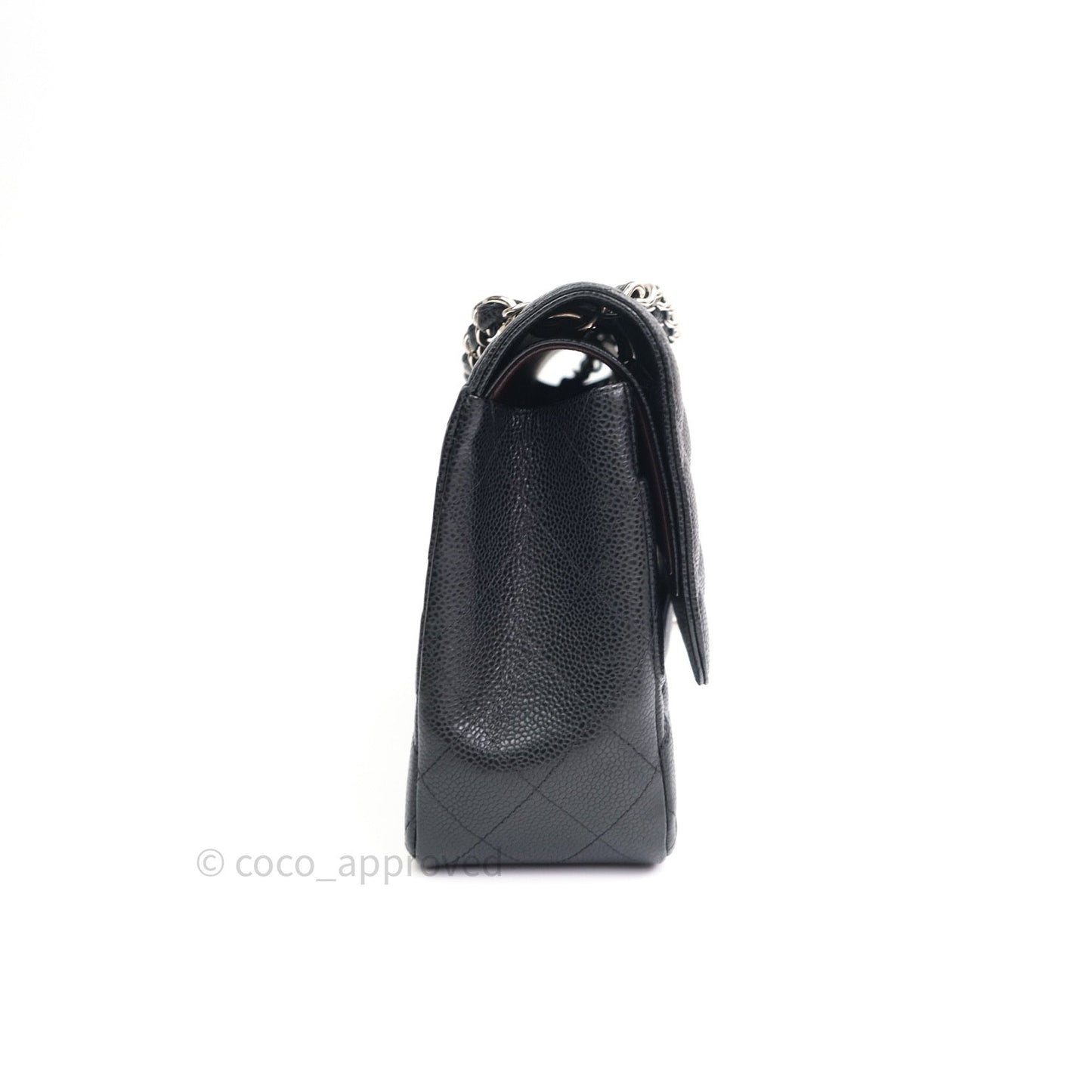 Chanel Classic Jumbo Double Flap Black Quilted Caviar Silver Hardware⁣⁣