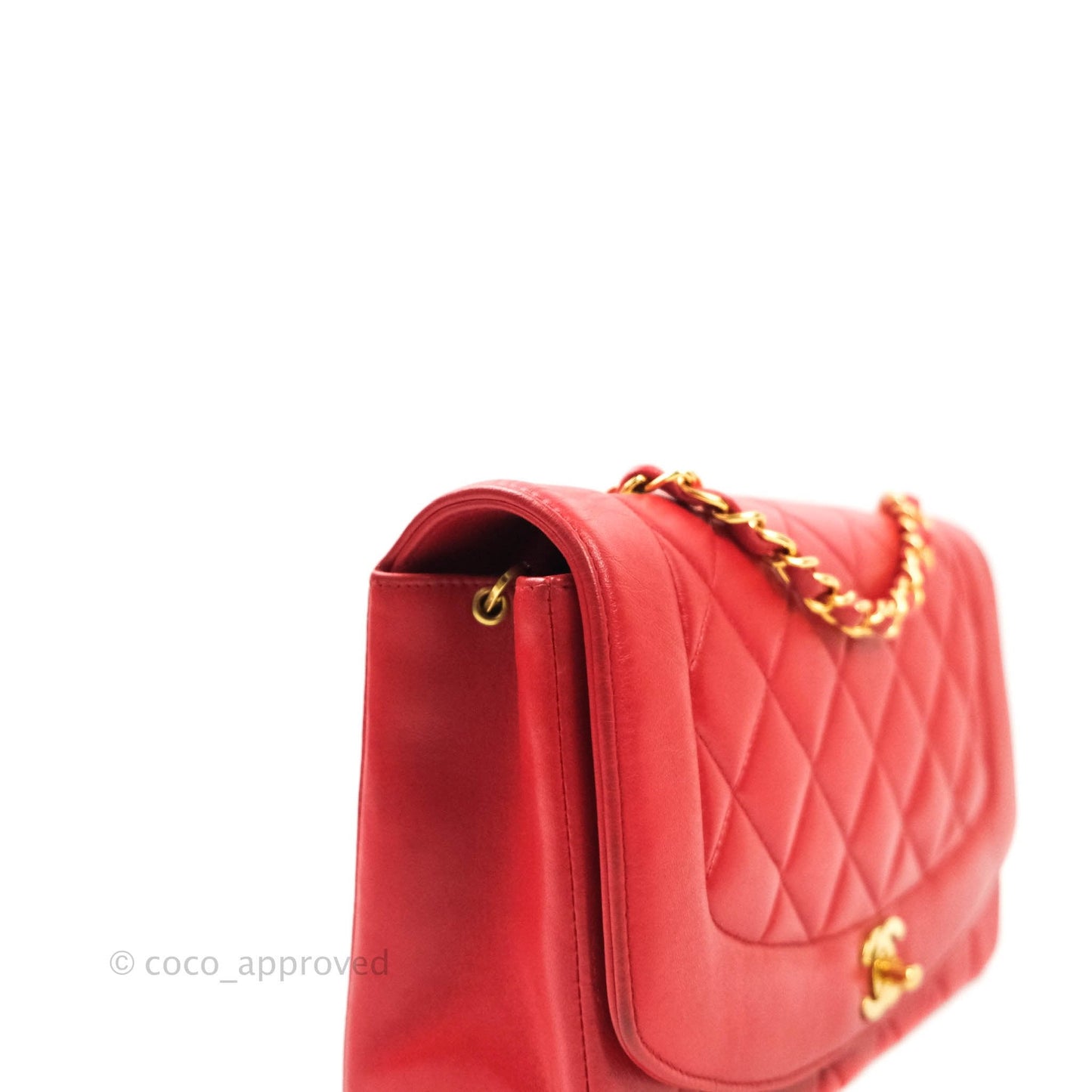 Chanel Red Quilted Lambskin Medium Vintage Classic Diana Flap Bag