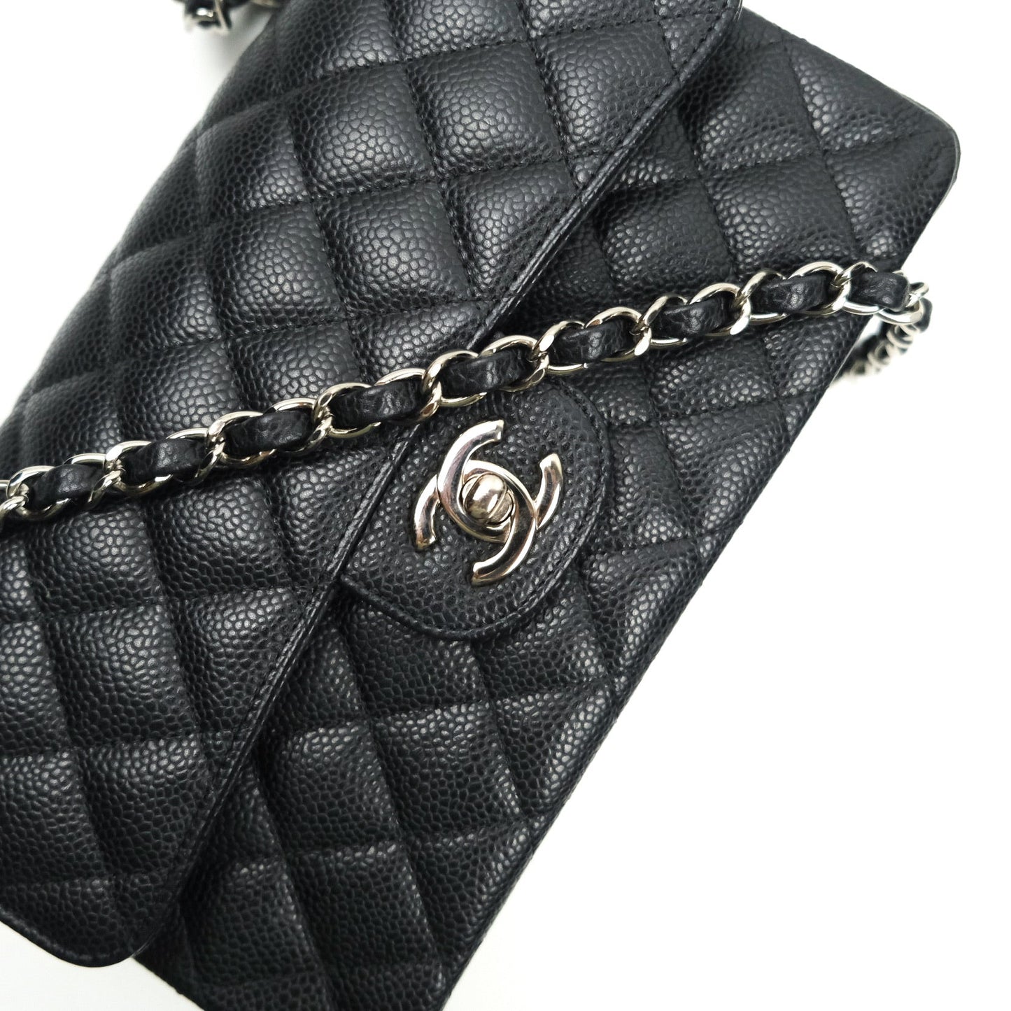 Chanel Classic Small S/M Flap Black Caviar Silver Hardware