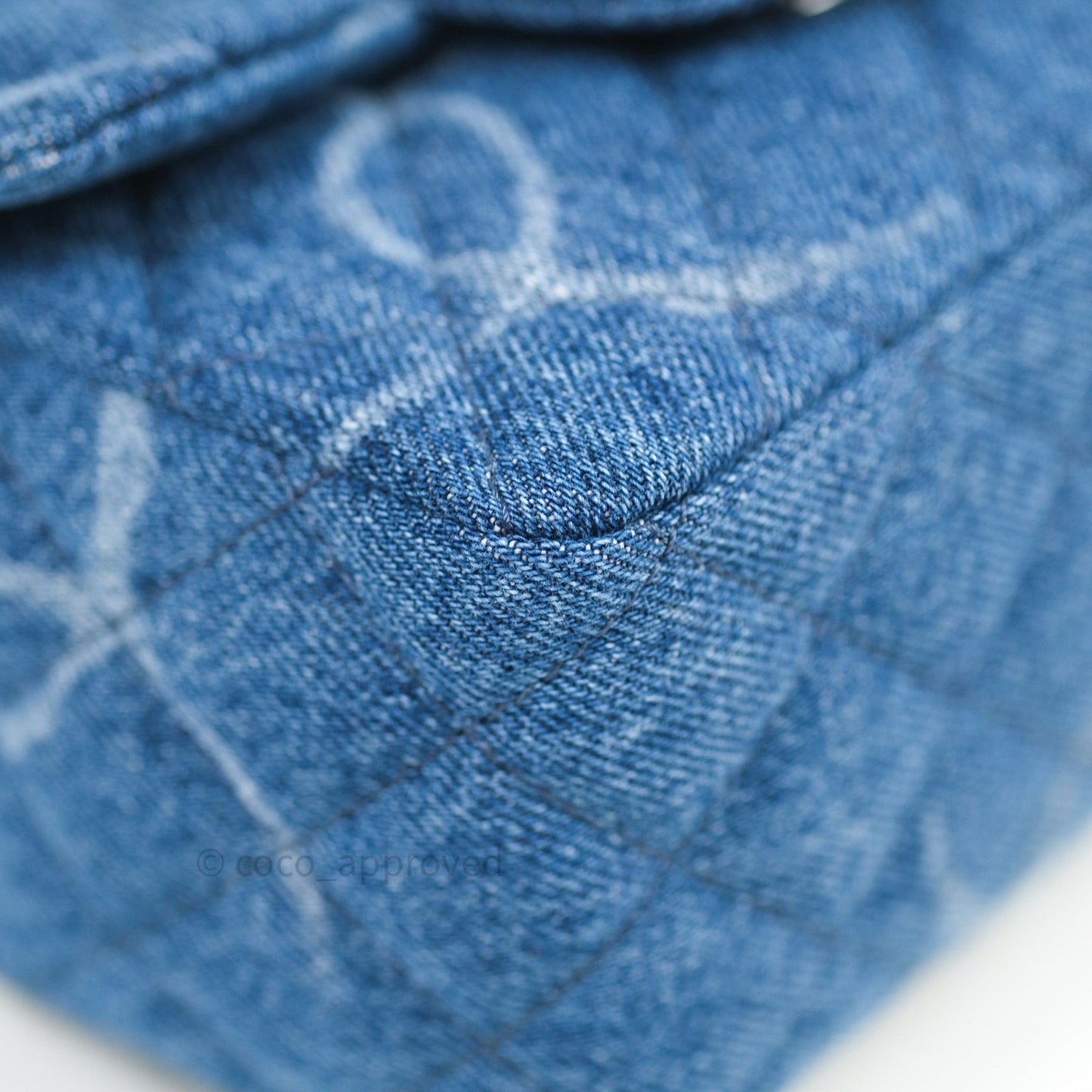 Chanel Mini Square Blue Denim Silver Hardware