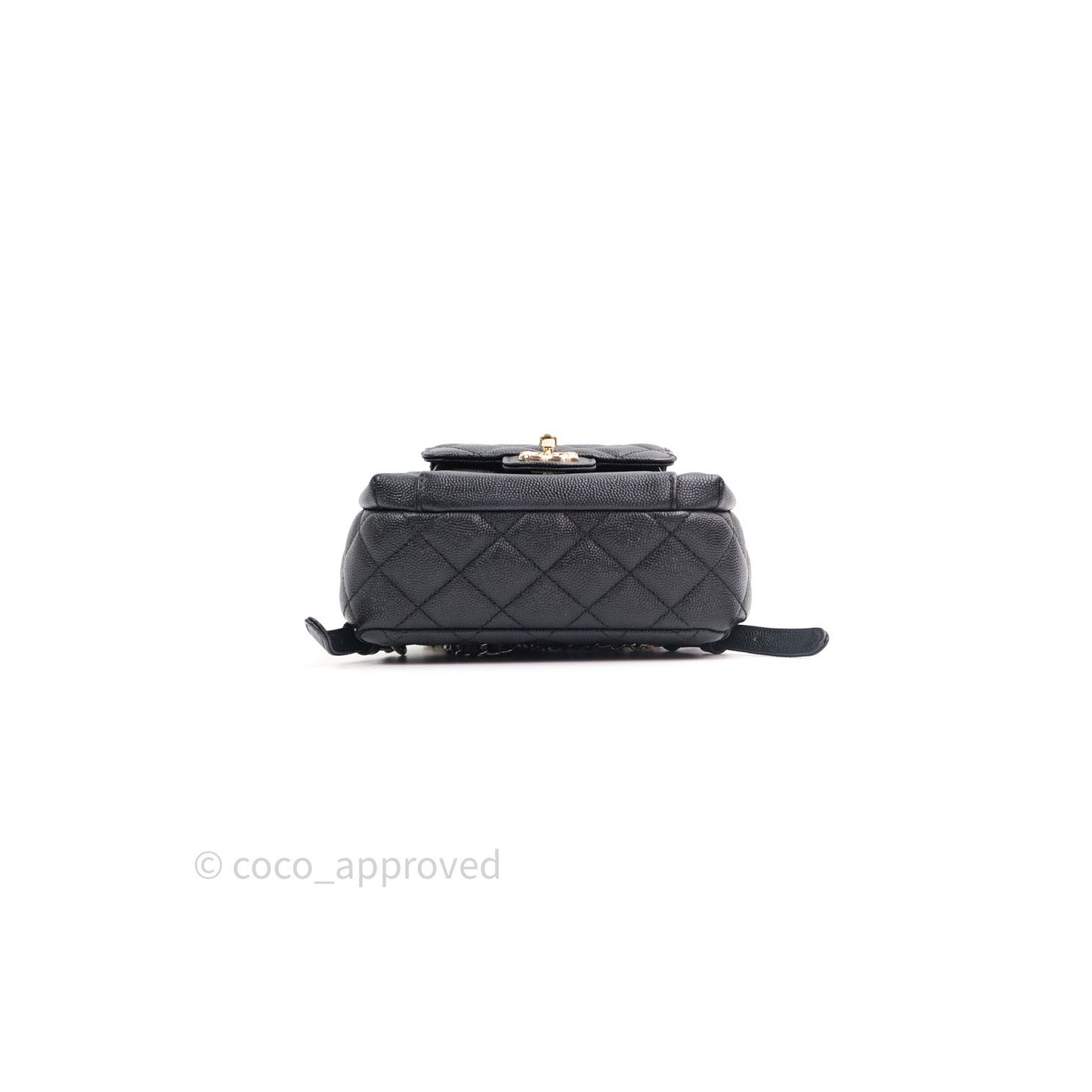 Chanel Quilted Small CC Day Backpack Black Caviar Light Gold Hardware
