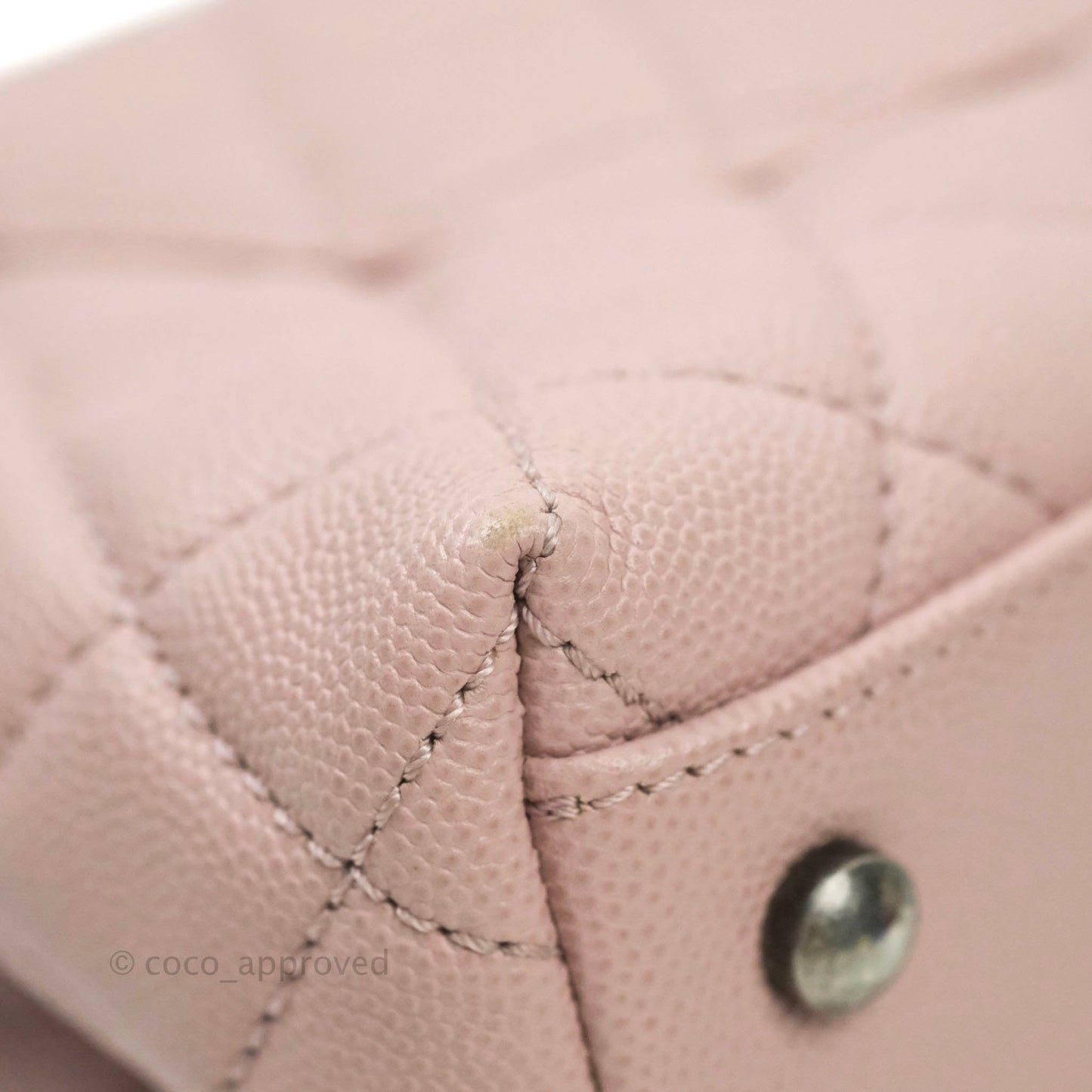 Chanel Mini (Small) Coco Handle Quilted Pink Caviar Ruthenium Hardware