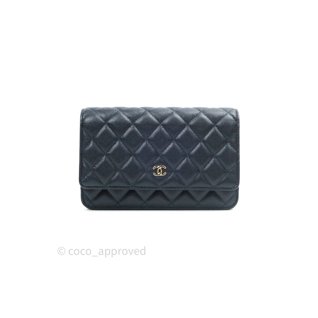 Chanel Quilted Wallet on Chain WOC Navy Caviar Gold Hardware