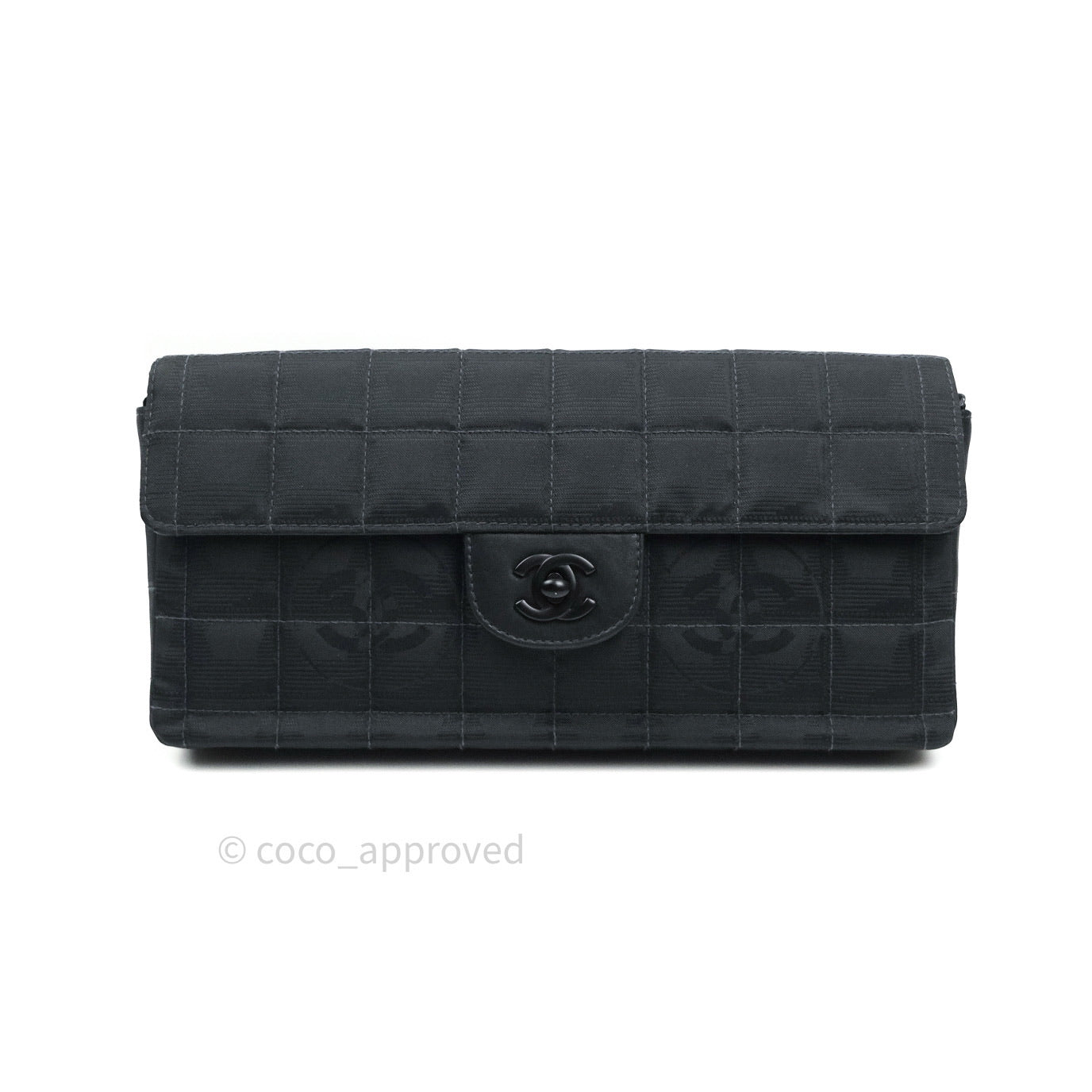 Chanel Denim So Black Camellia Clutch With Chain