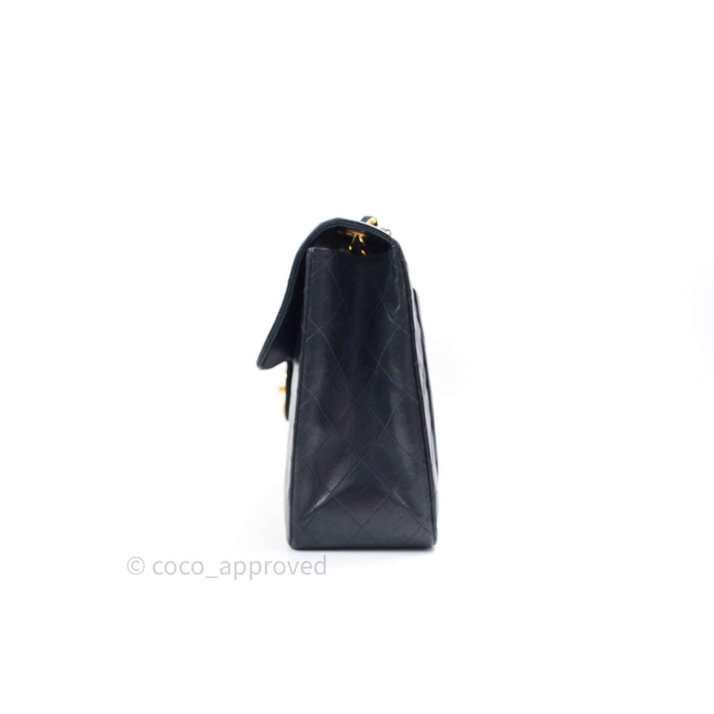 Chanel Vintage XL Jumbo Single Flap Black Lambskin 24K Gold Hardware