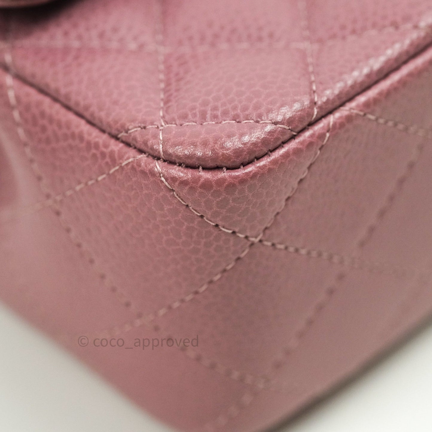 Chanel Quilted Mini Rectangular Mauve Pink Caviar Ruthenium Hardware