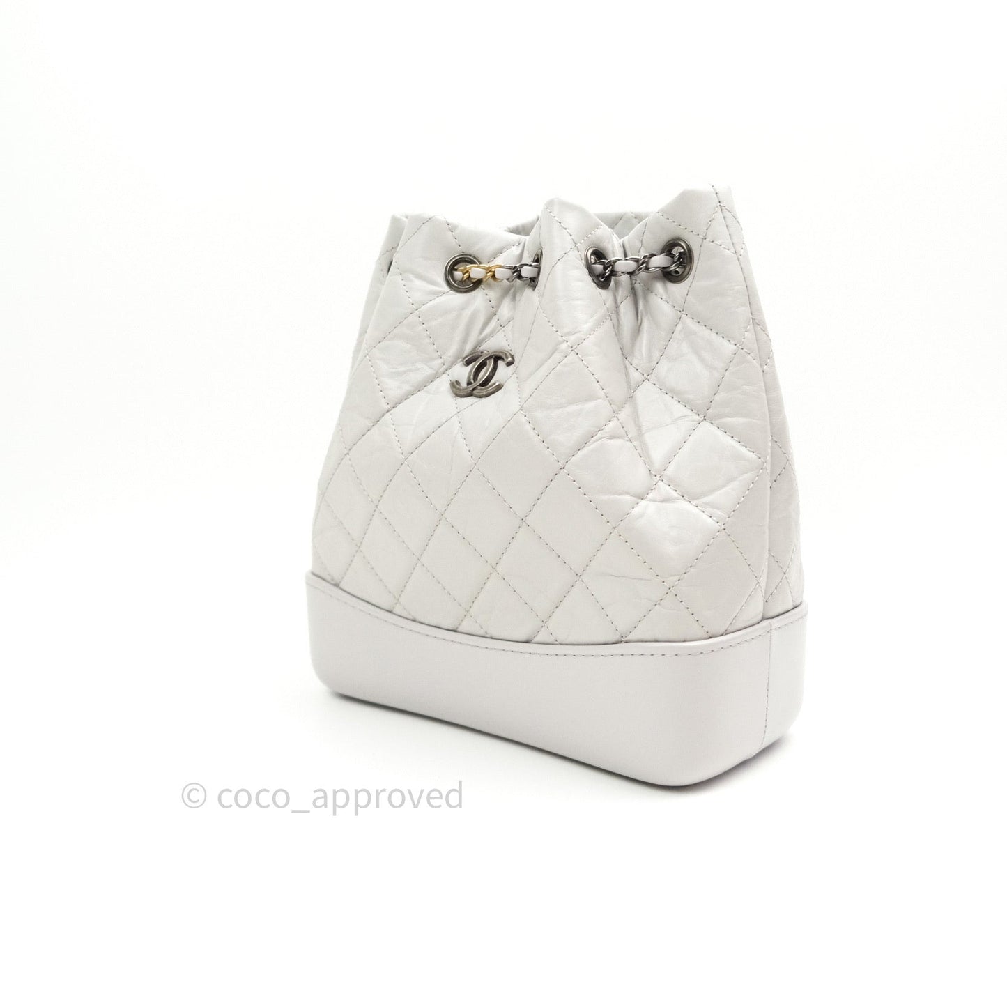 Chanel Gabrielle Backpack Black Aged Calfskin Small Light Grey