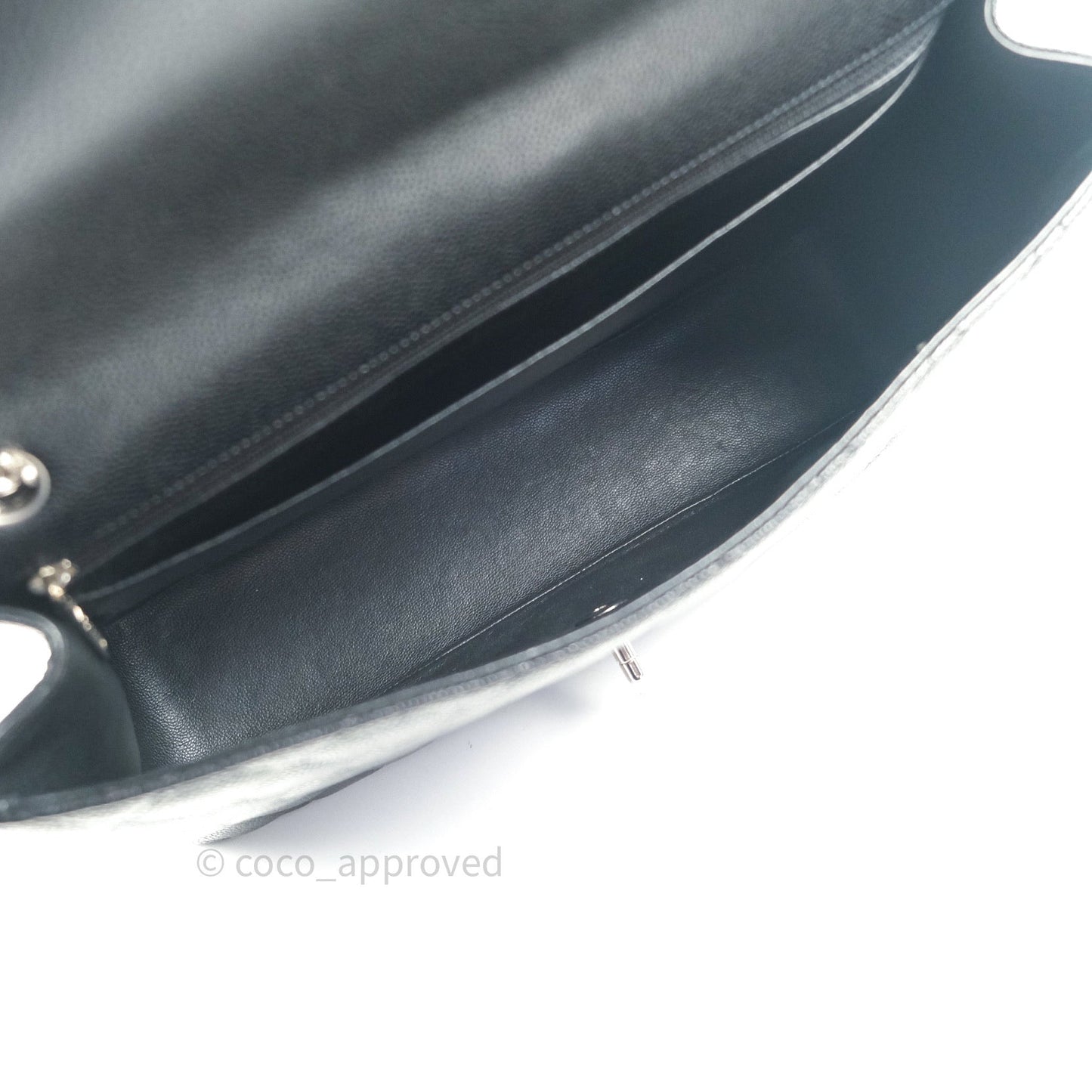Chanel Classic Maxi Single Flap Quilted Black Caviar Silver Hardware