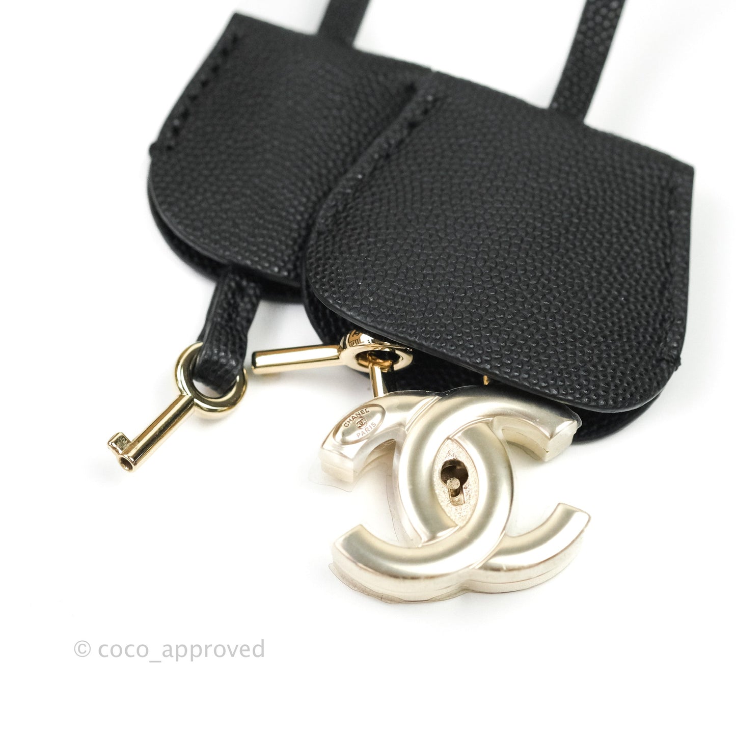 Chanel Quilted New Small CC Filigree Vanity Case Beige Caviar Gold Hardware