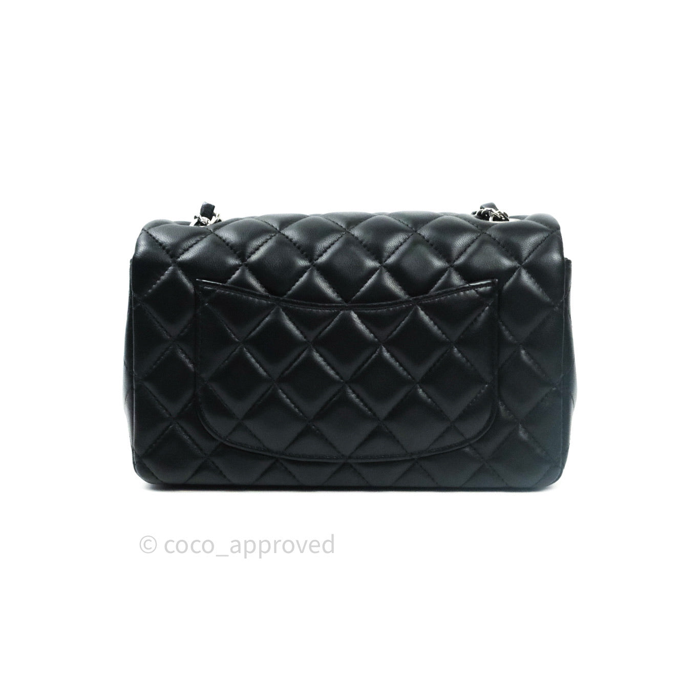 Chanel Quilted Mini Rectangular Black Lambskin Silver Hardware