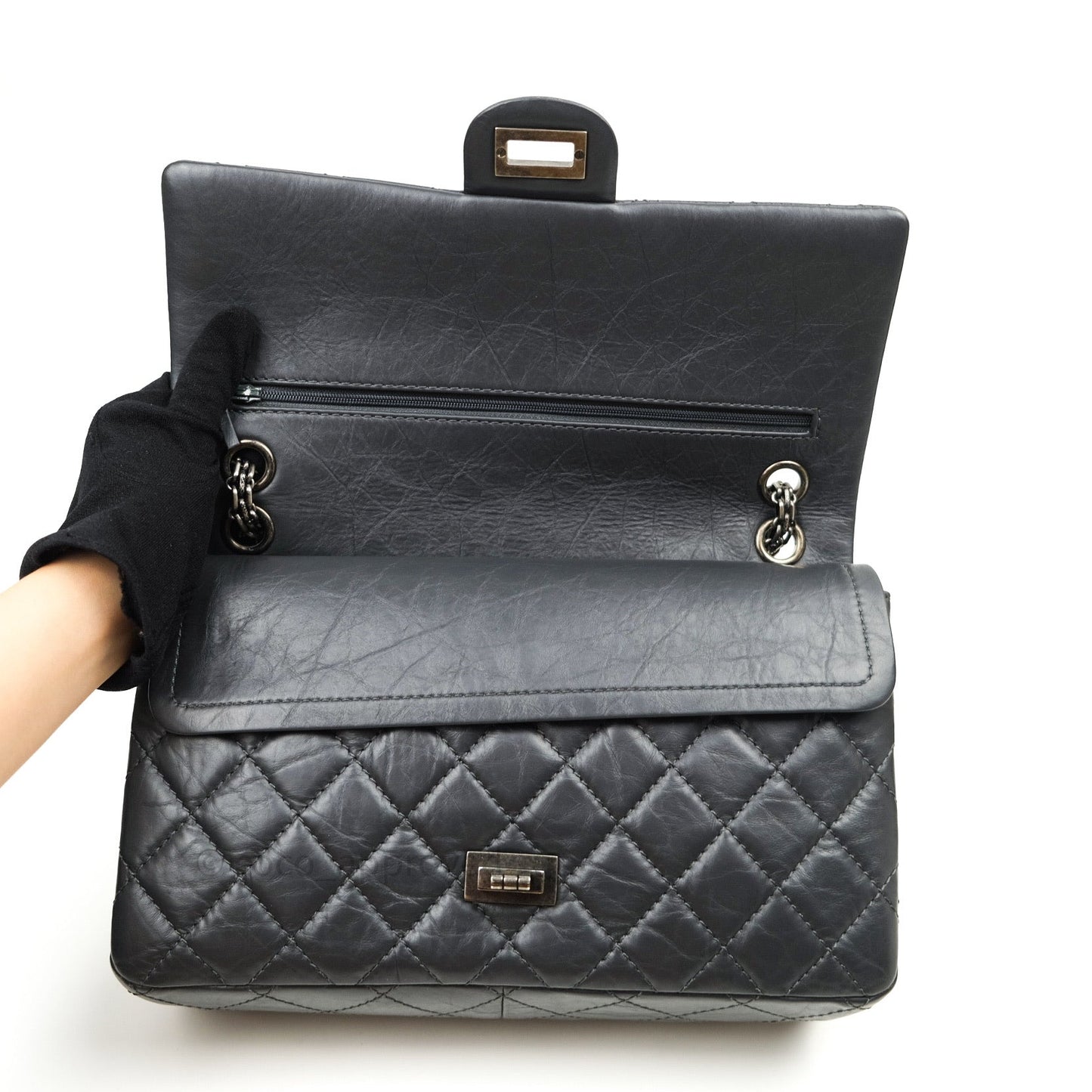 Chanel Reissue Quilted Aged Calfskin Dark Grey Ruthenium Hardware 226