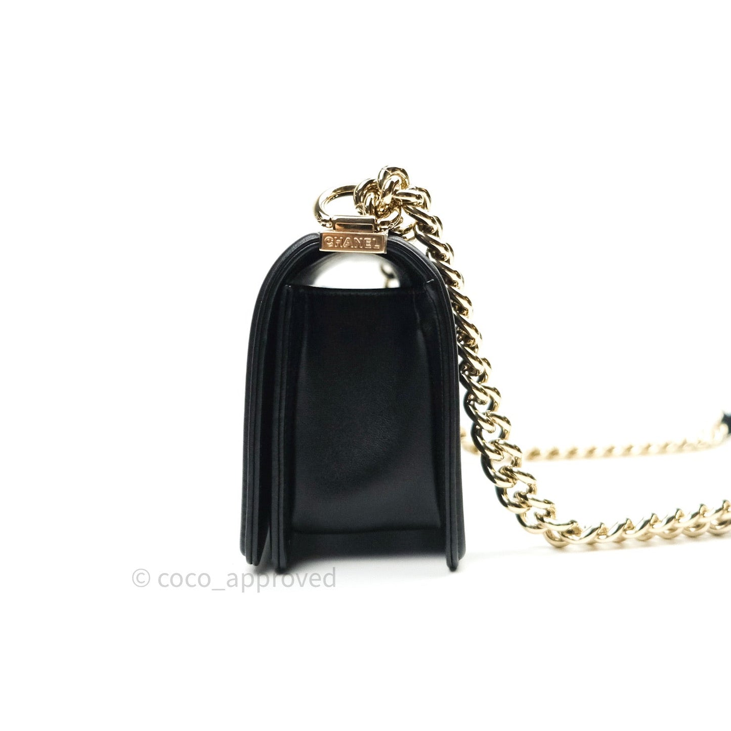 Chanel Small Boy Chevron Black Lambskin Gold Hardware
