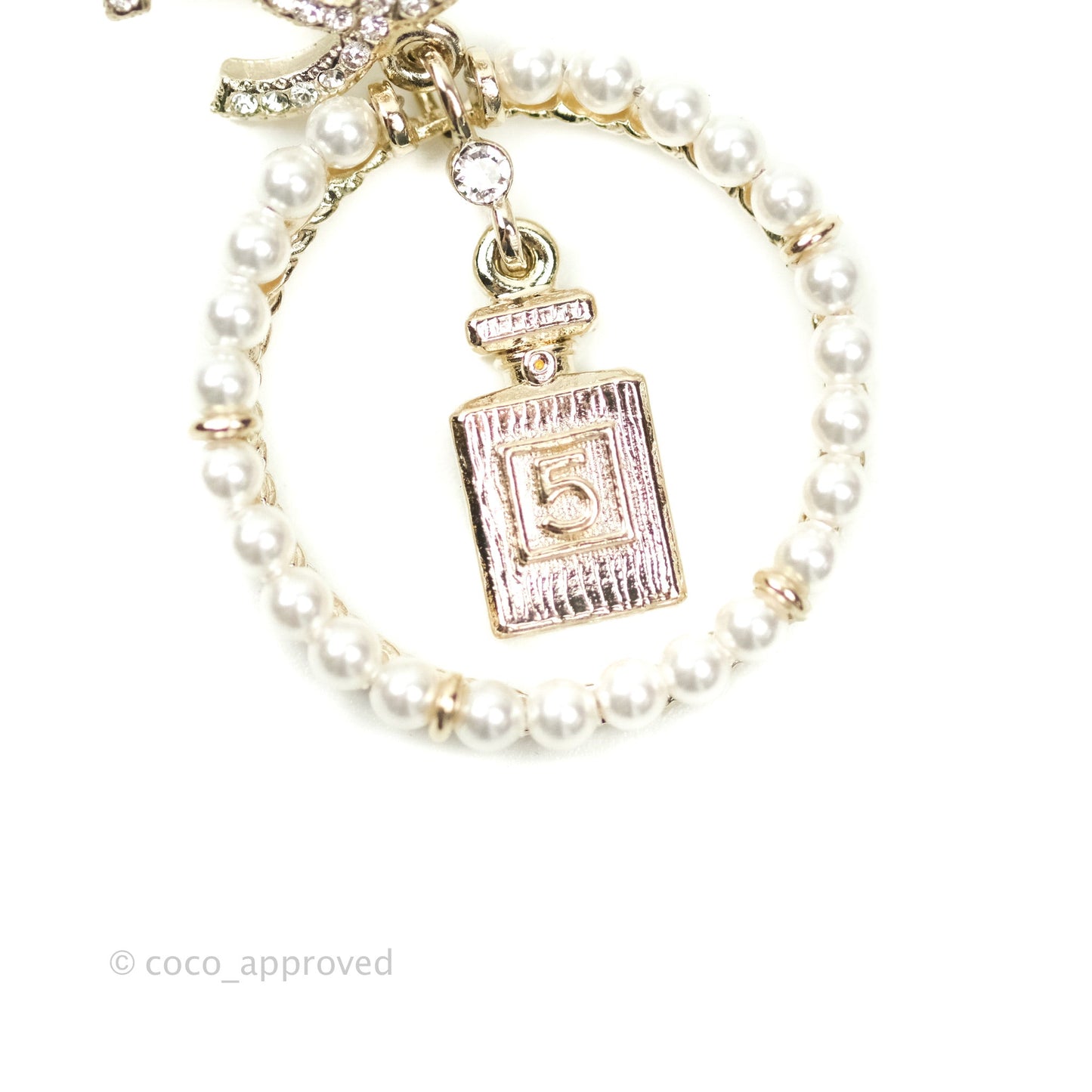 Chanel CC Crystal Pearl Ring No 5 Drop Earrings 21V