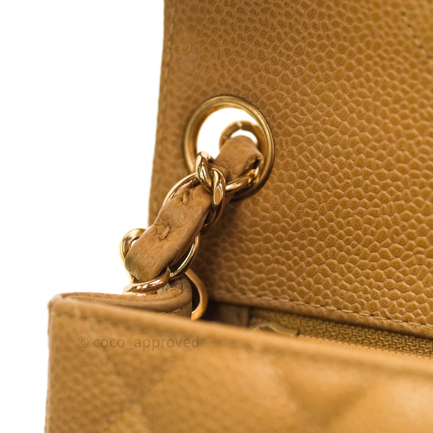 Chanel Quilted Vintage Mini Square Flap Beige Caviar 24K Gold Hardware
