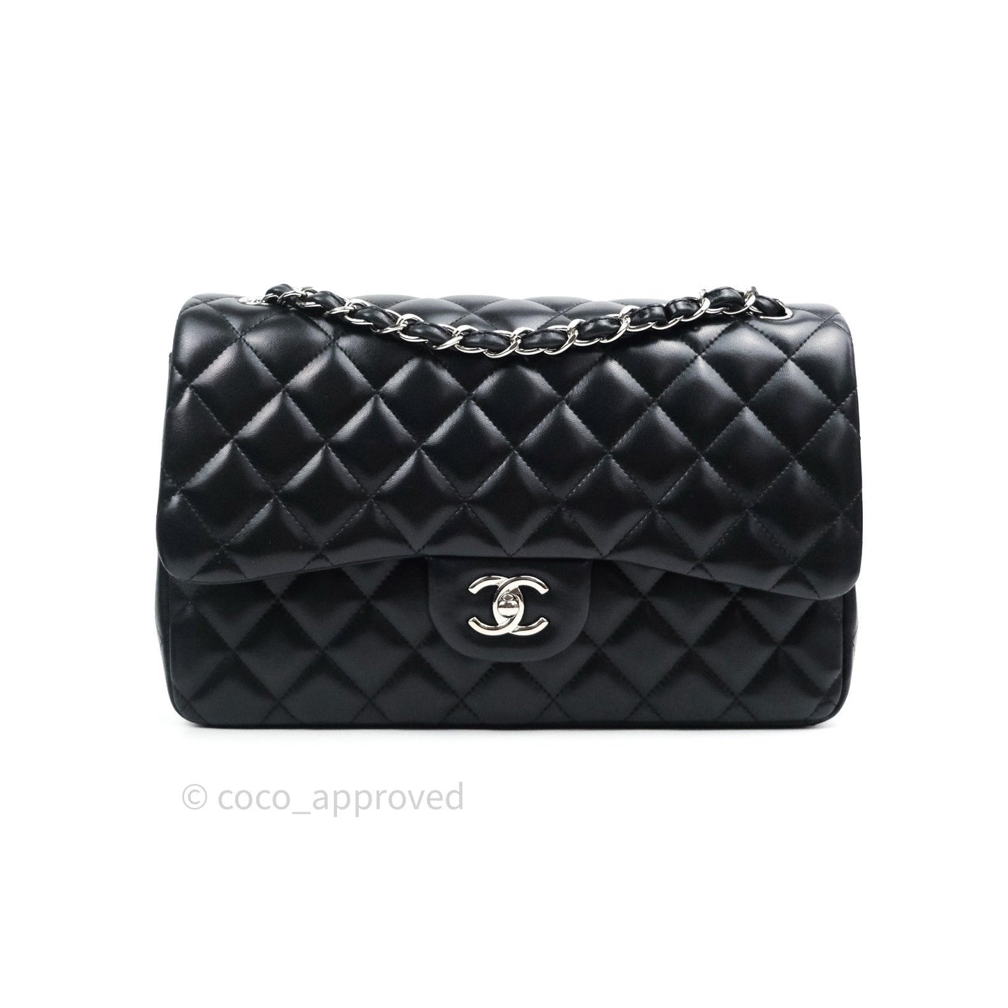 Chanel Classic Jumbo Double Flap Black Lambskin Silver Hardware⁣⁣