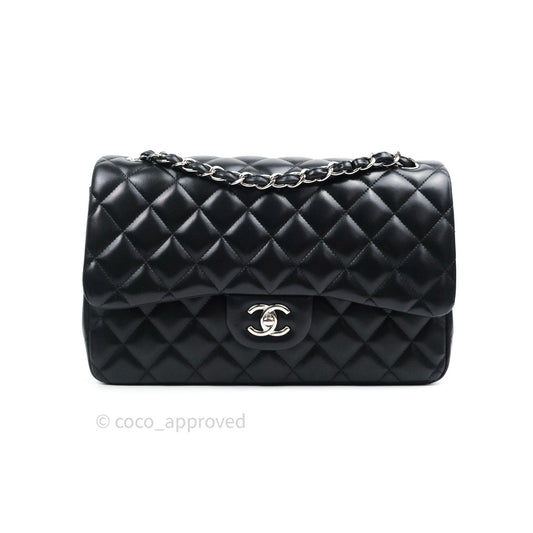 Chanel Classic Jumbo Double Flap Black Lambskin Silver Hardware⁣⁣